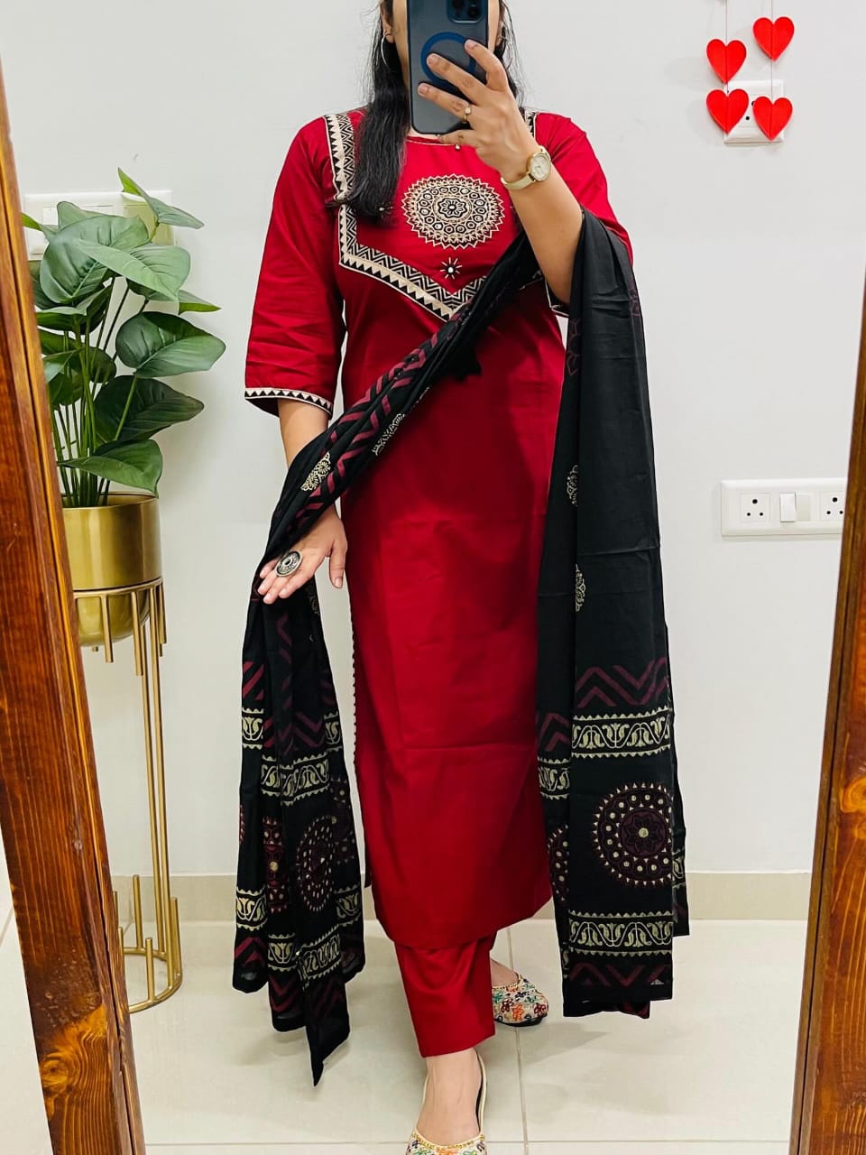 Cotton Kurti with Pant & Malmal Dupatta | Fully Stitched Set