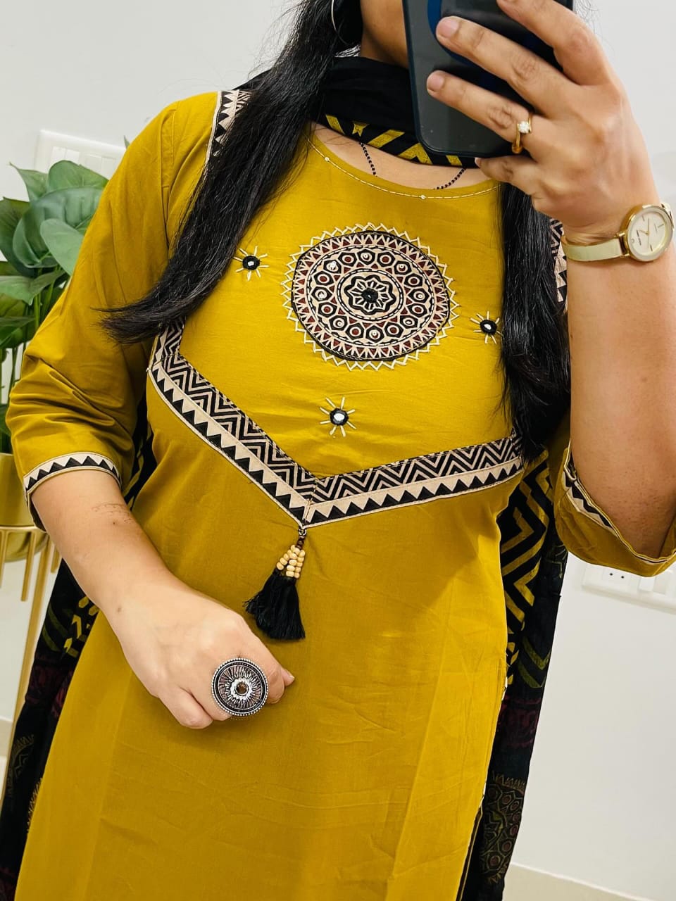 Cotton Kurti with Pant & Malmal Dupatta | Fully Stitched Set