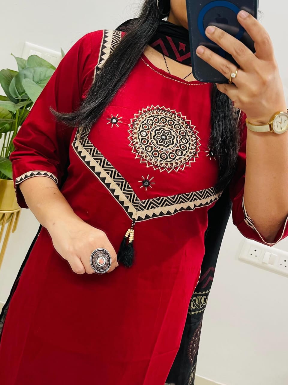 Cotton Kurti with Pant & Malmal Dupatta | Fully Stitched Set