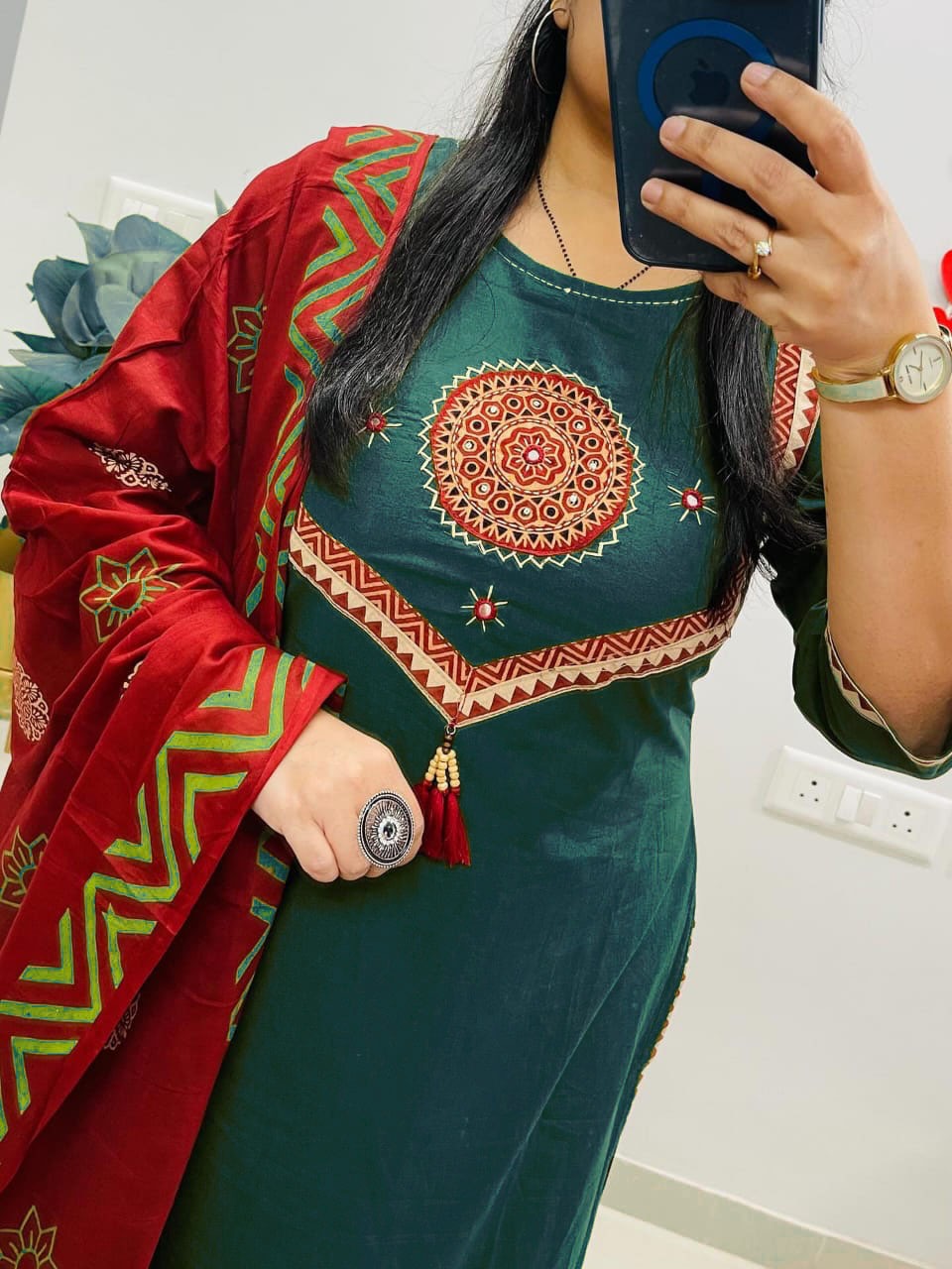 Cotton Kurti with Pant & Malmal Dupatta | Fully Stitched Set