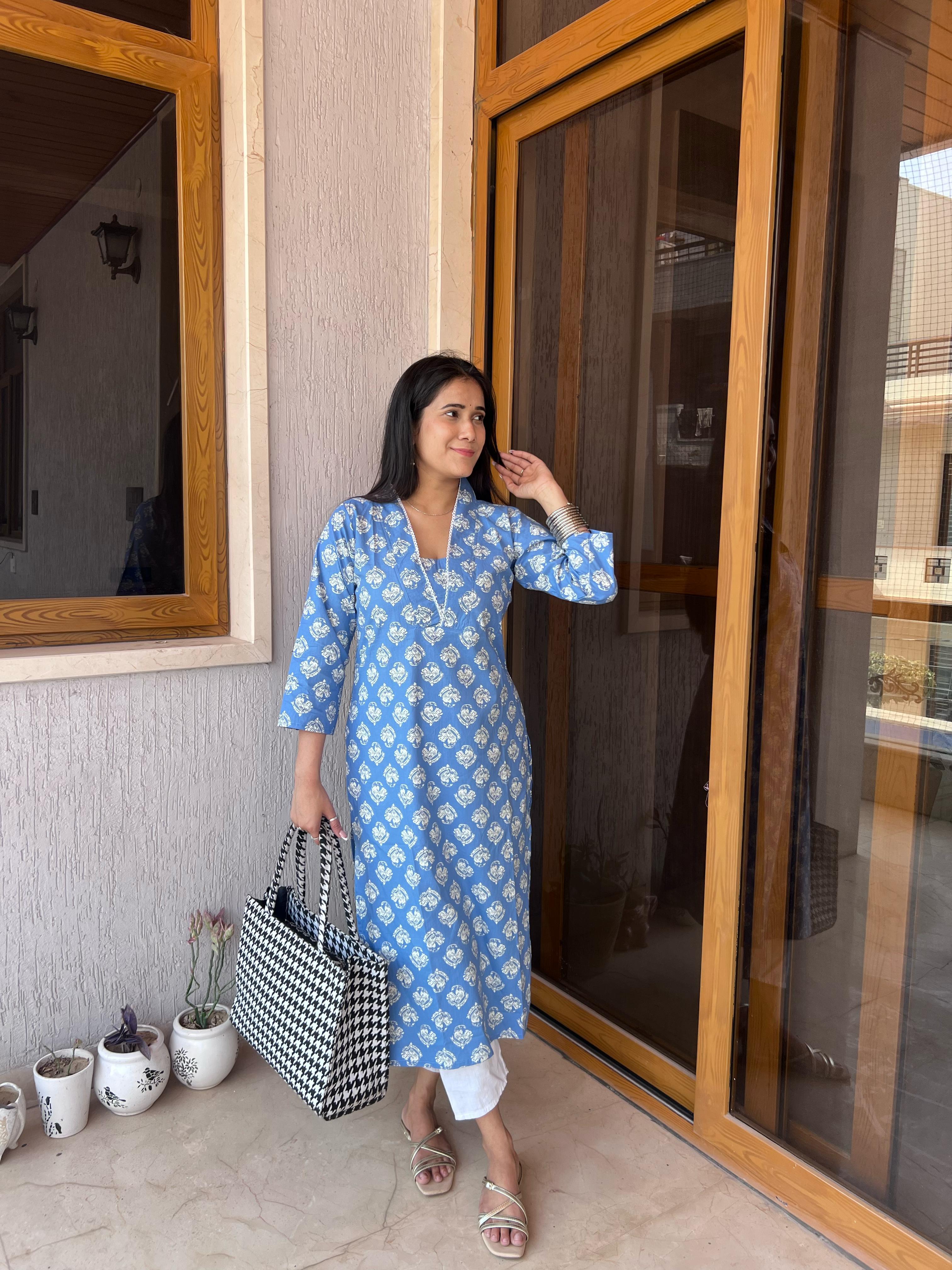 Cotton Kurti with Pant Set for Women
