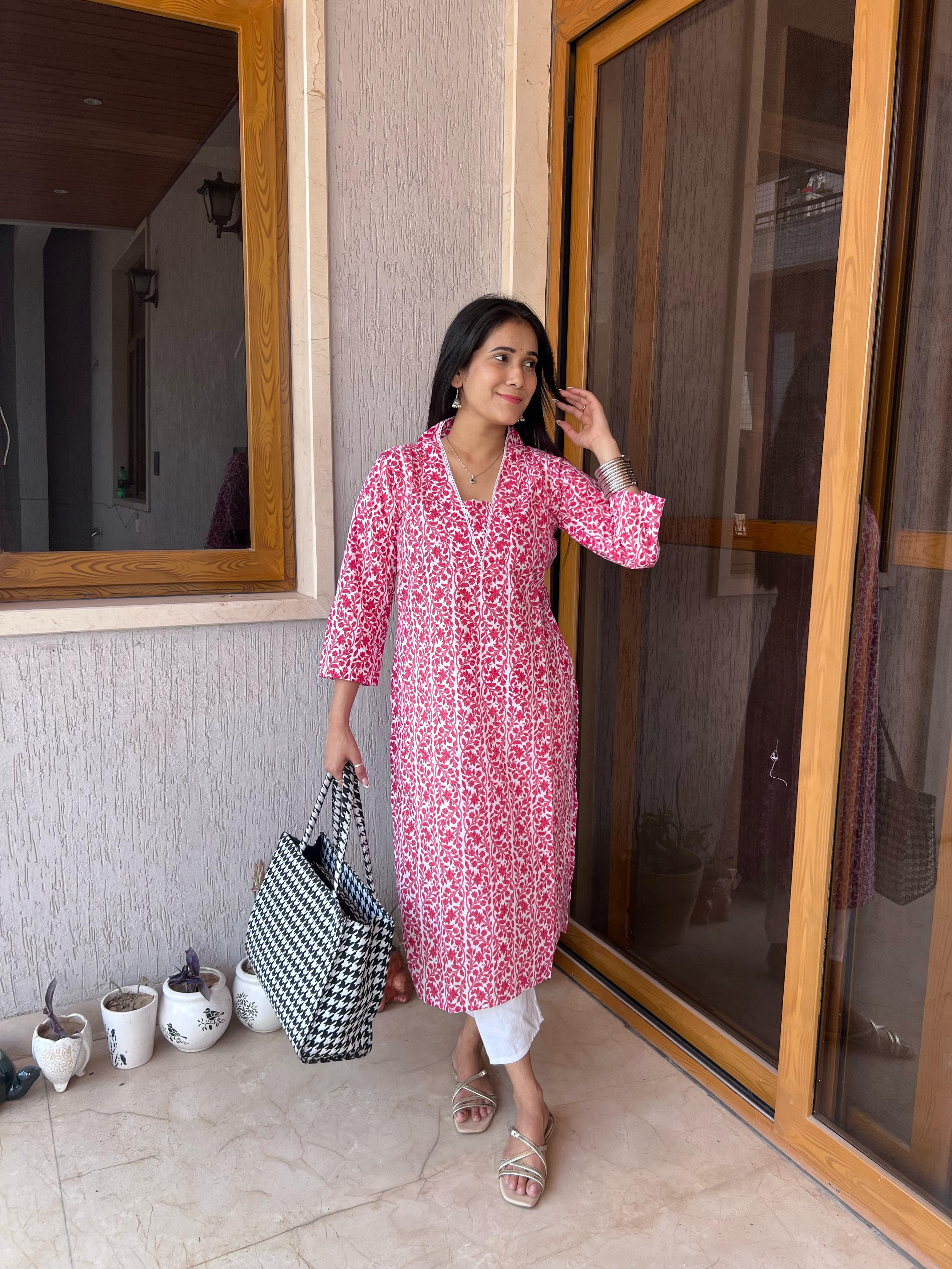 Cotton Kurti with Pant Set for Women