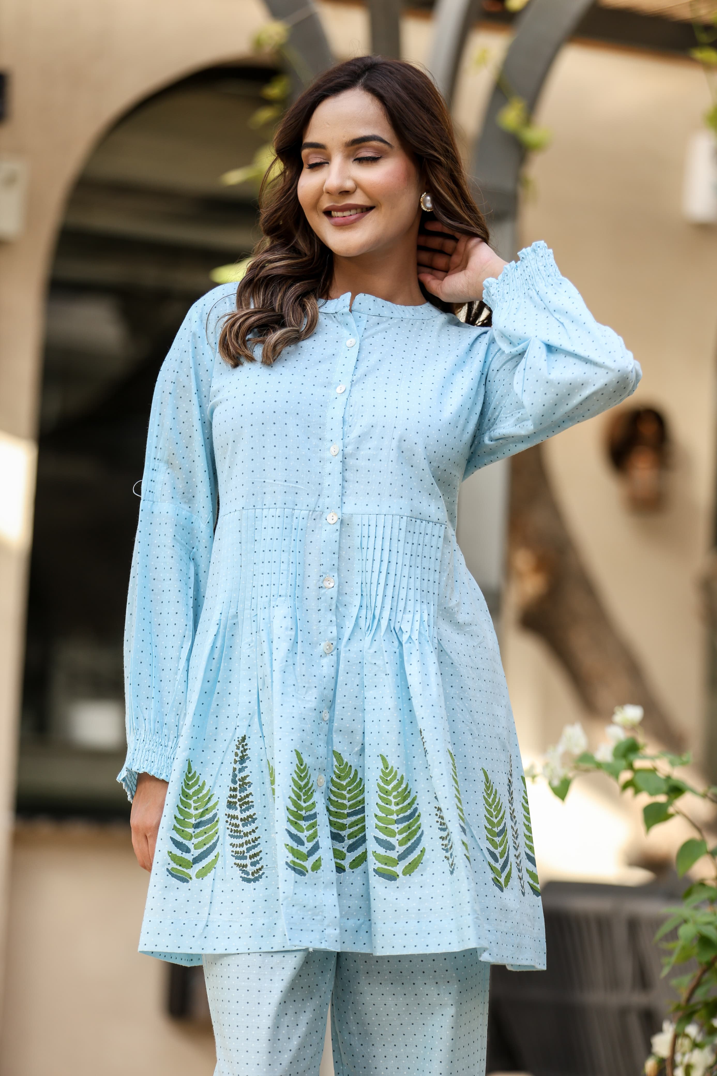 Cotton Polka Dot Printed Coord Set for Women