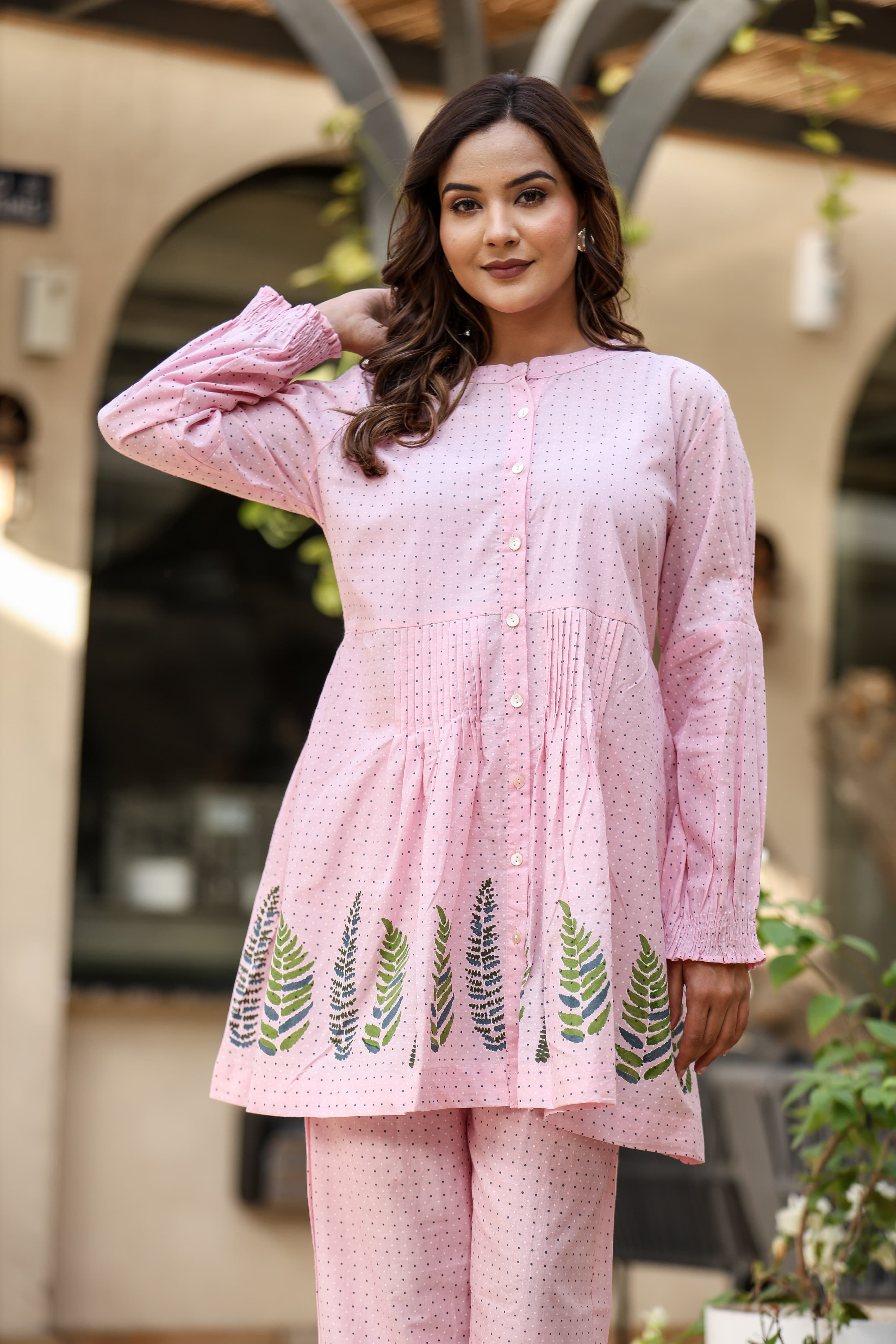 Cotton Polka Dot Printed Coord Set for Women