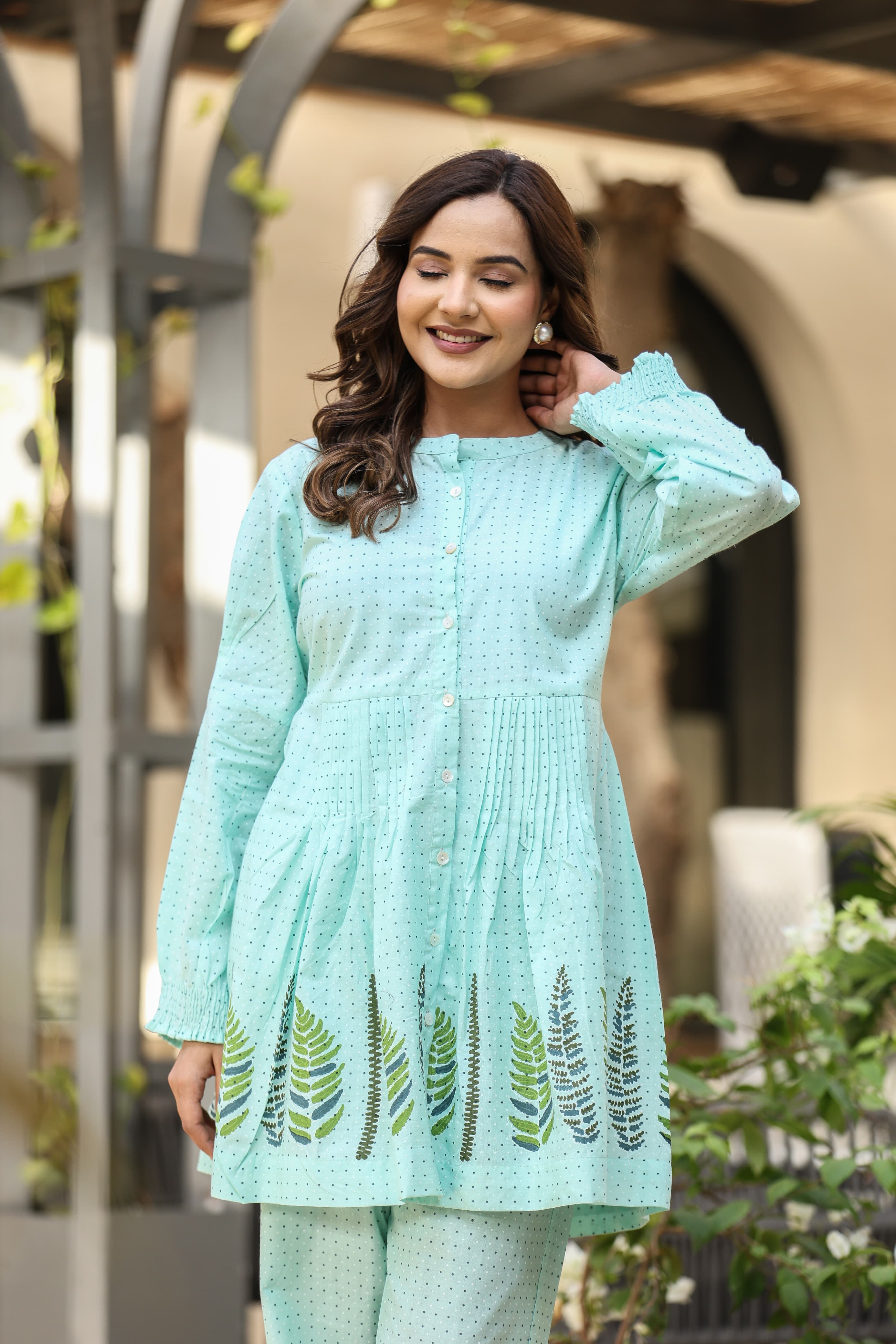 Cotton Polka Dot Printed Coord Set for Women