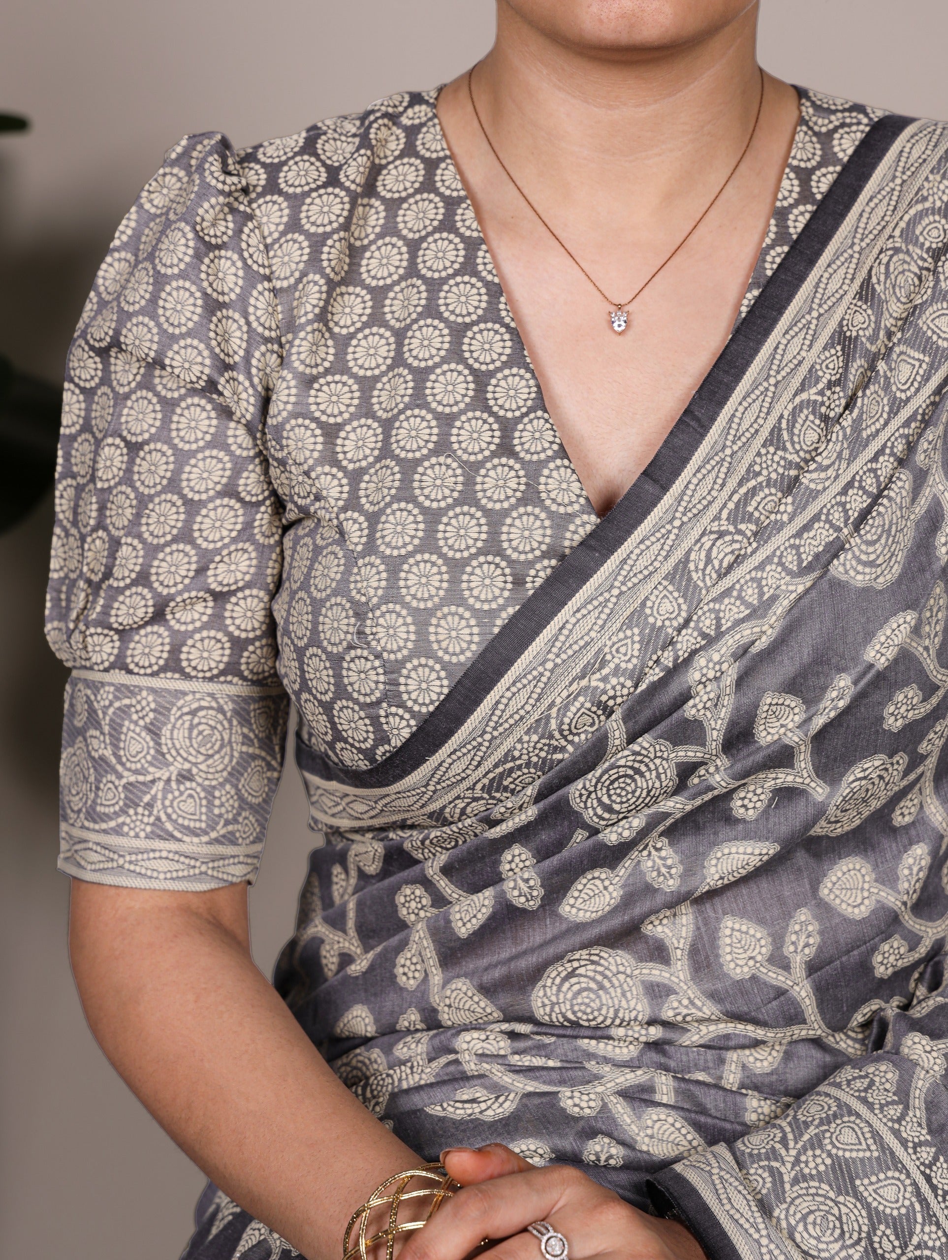 Cotton Silk Saree with Flower Print