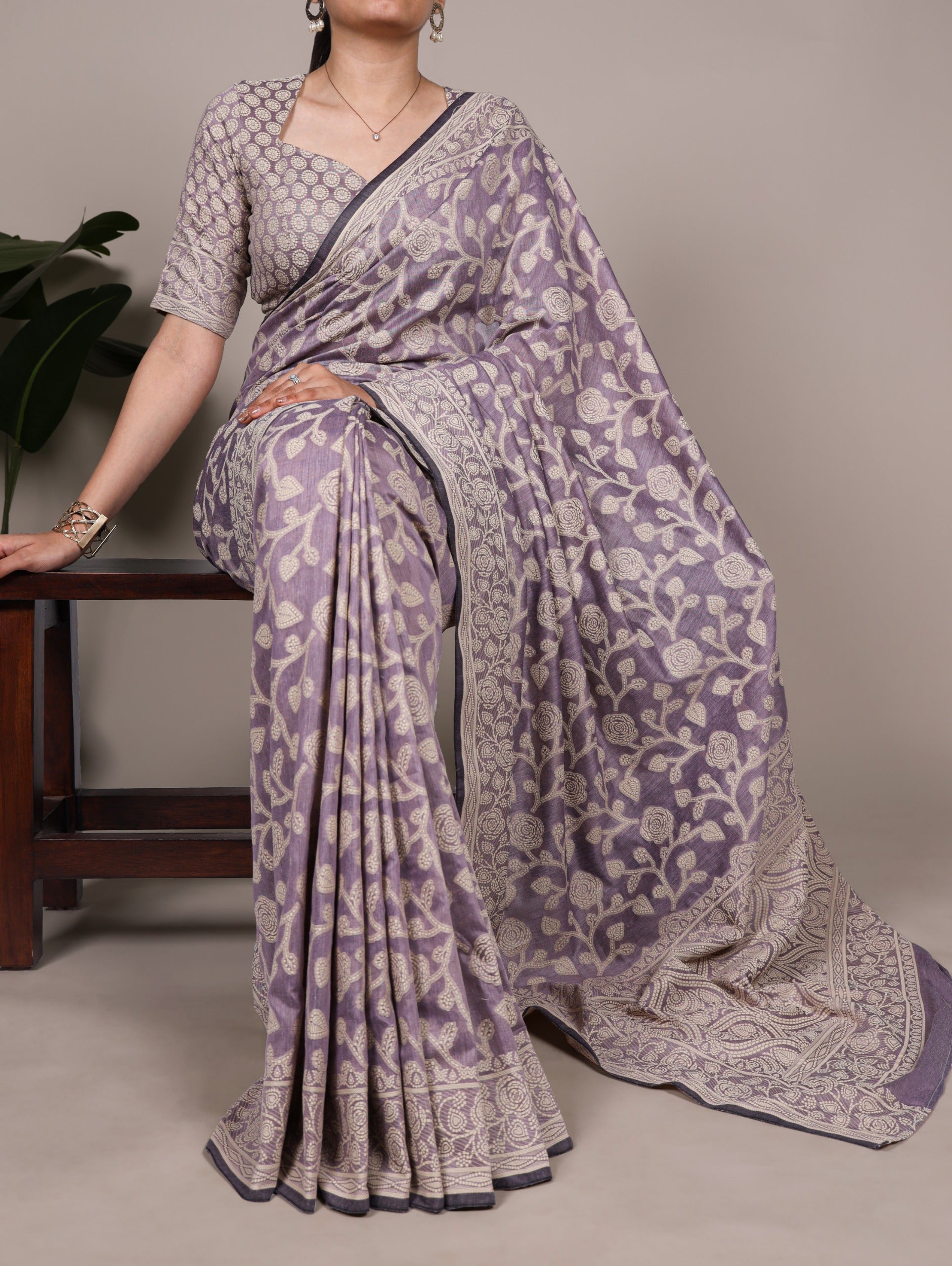 Cotton Silk Saree with Flower Print
