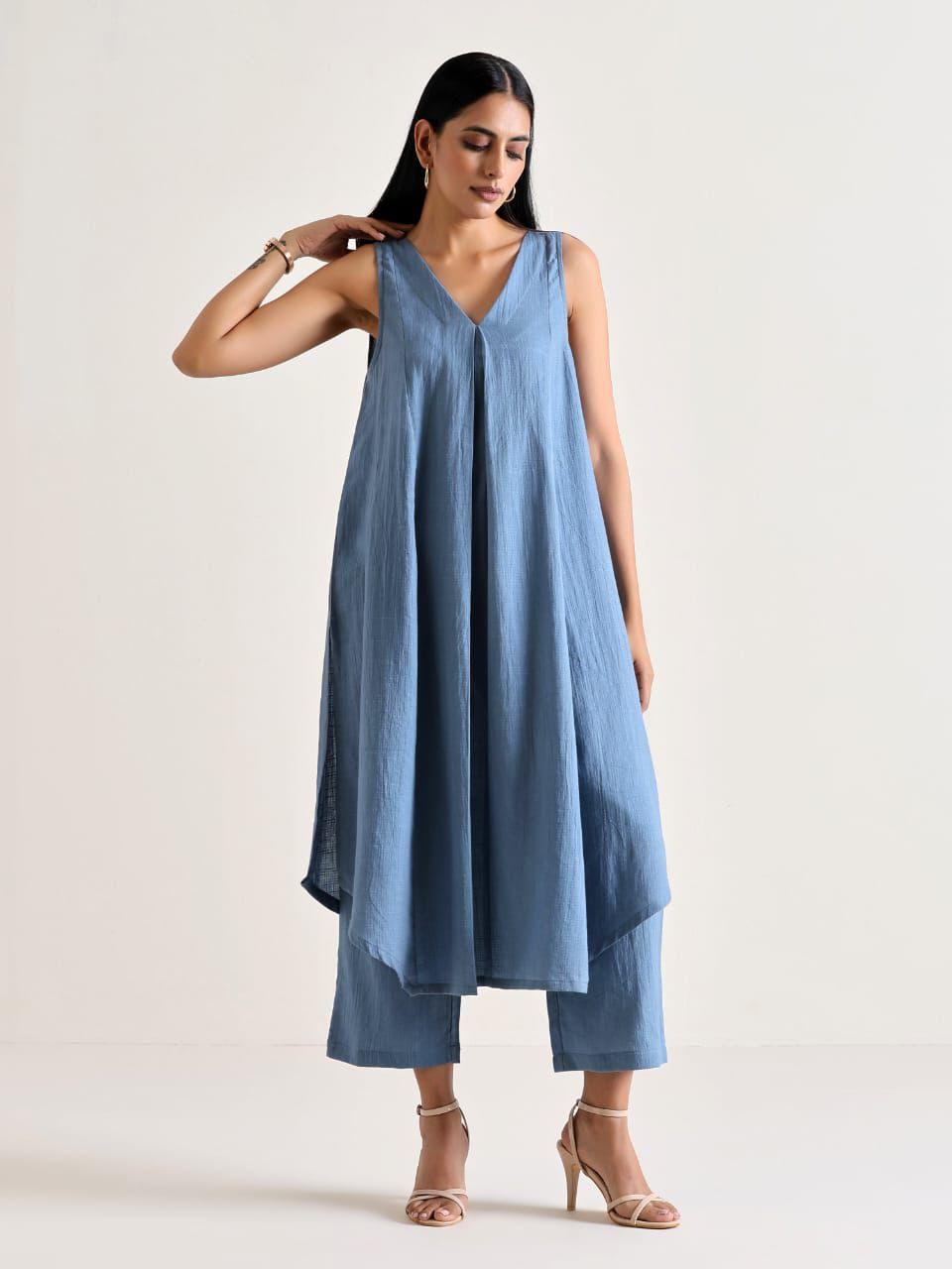Cotton Slub Kurti Pant Co-Ord Set