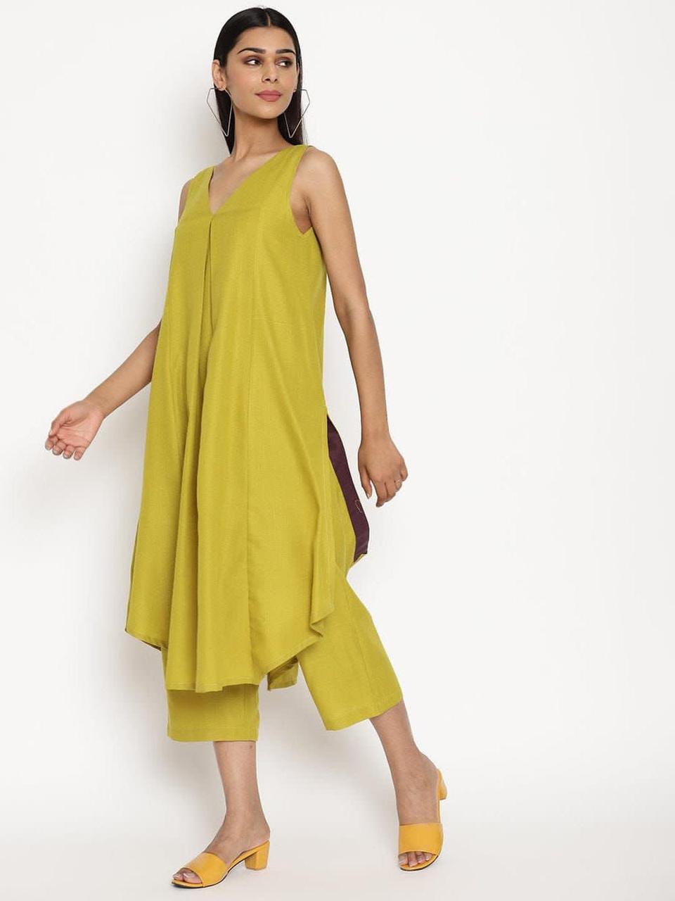 Cotton Slub Kurti Pant Co-Ord Set