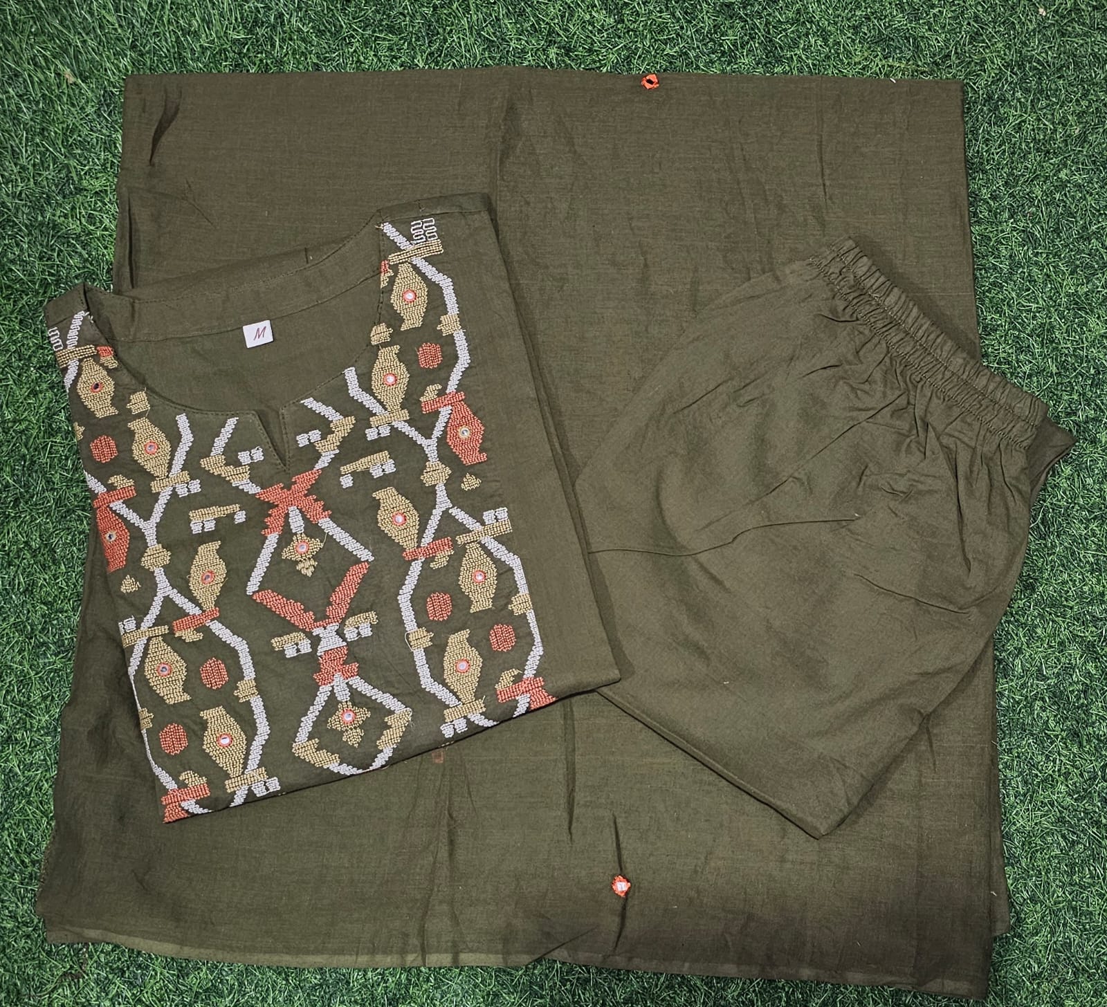 Cotton Suit with Embroidery, Pant & Dupatta