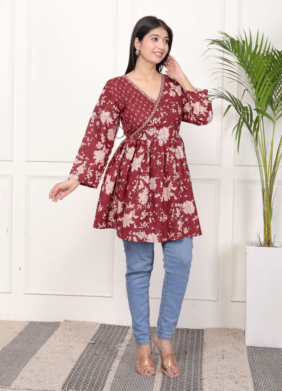 Cotton Top with Khatli Work & Stretchable Dori