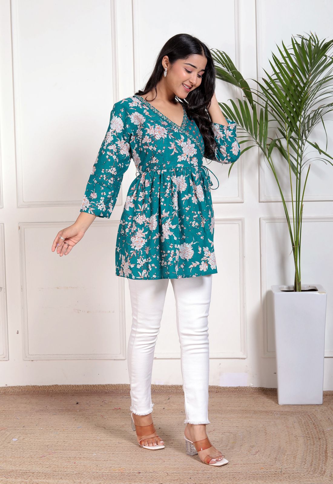 Cotton Top with Khatli Work & Stretchable Dori