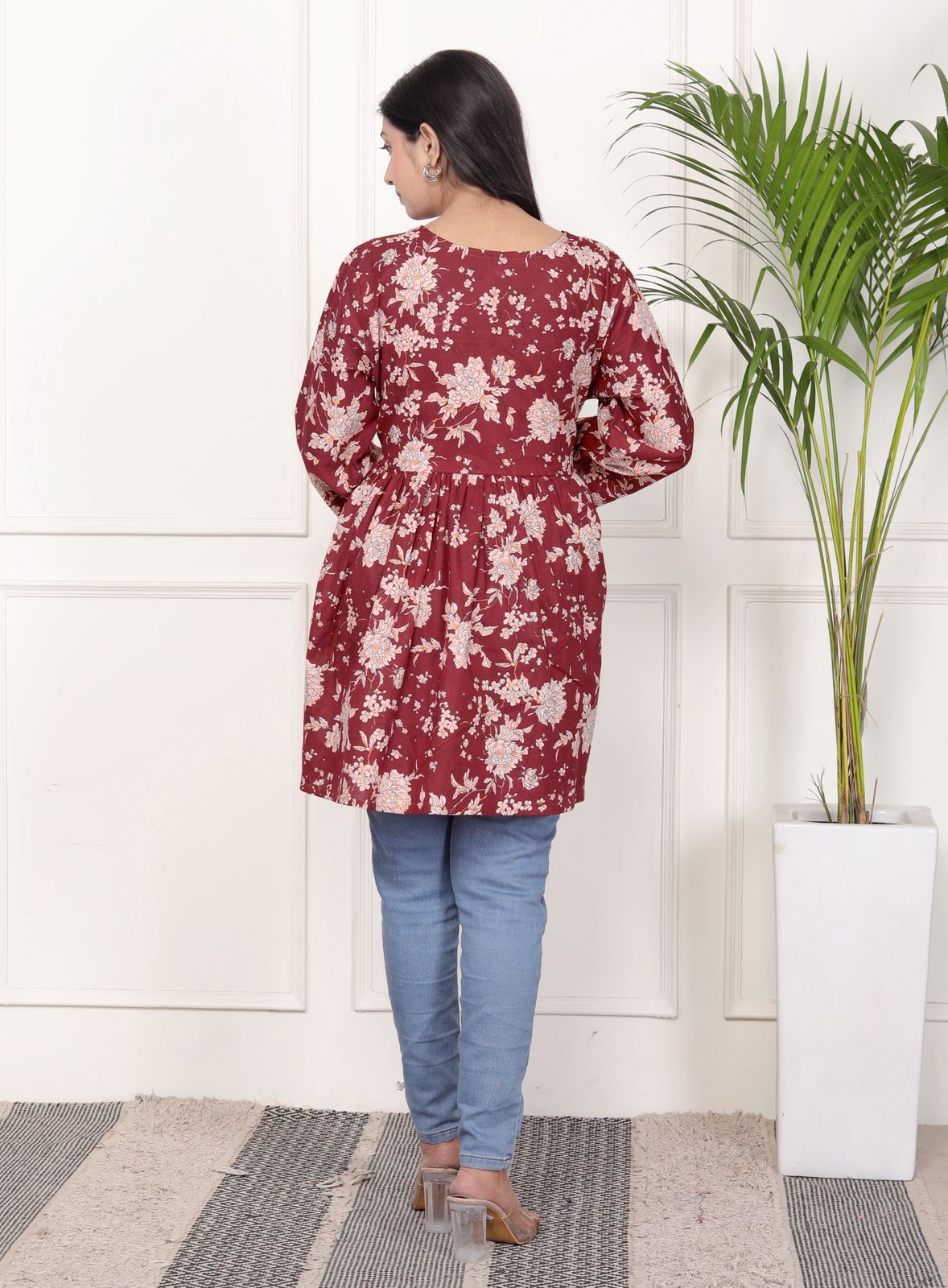Cotton Top with Khatli Work & Stretchable Dori