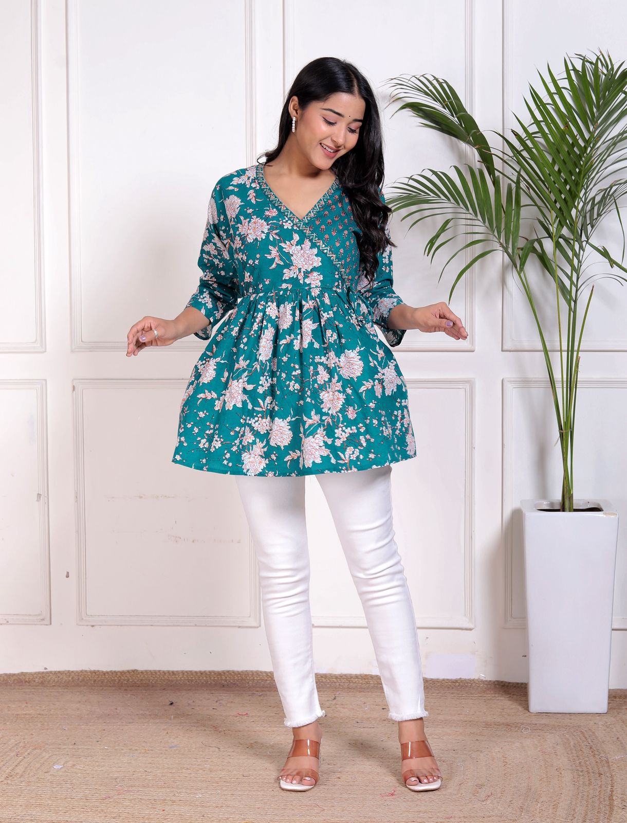 Cotton Top with Khatli Work & Stretchable Dori