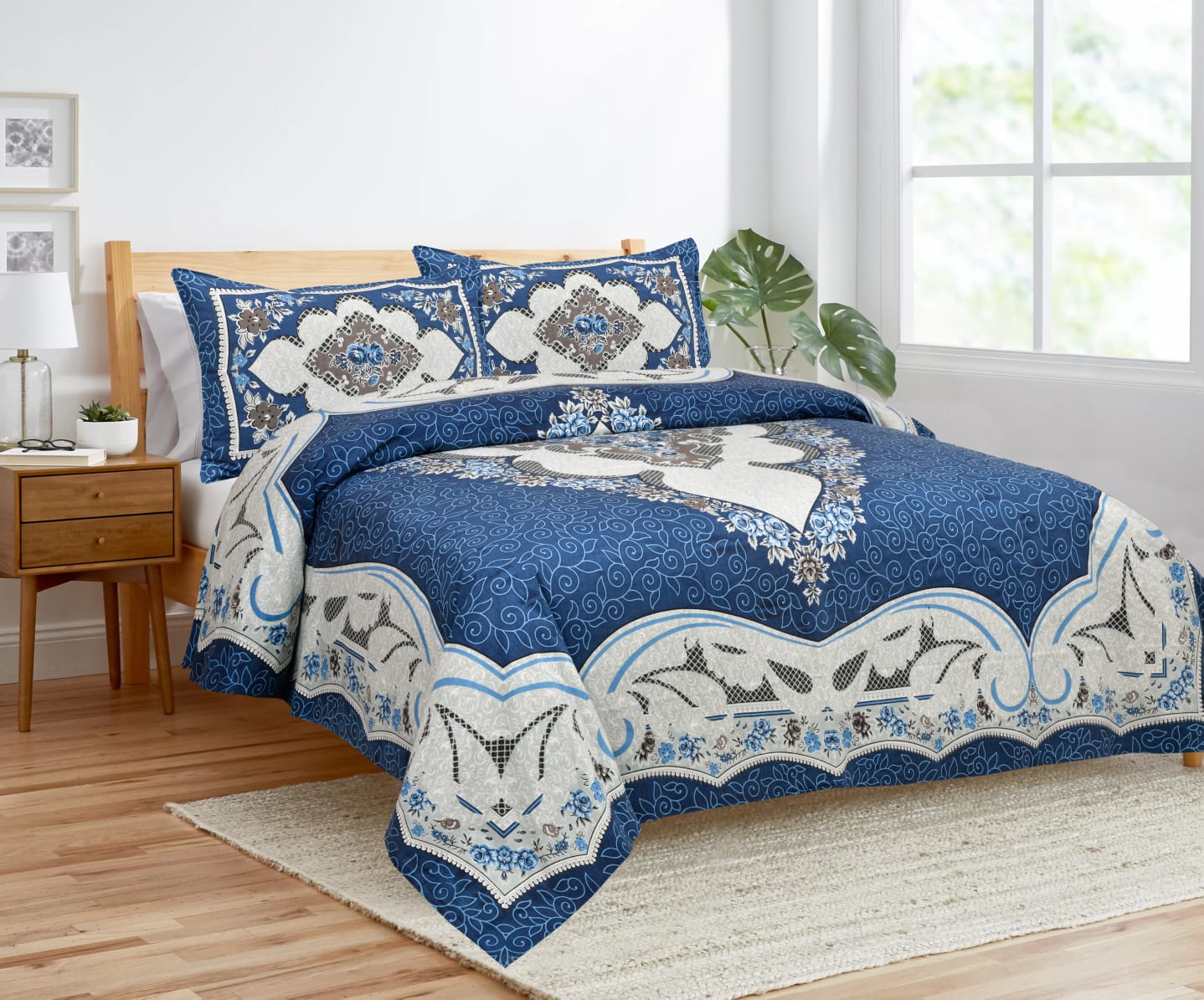 Cotton viscose Bedsheet 100x108 Inches with Pillow Covers – Stitched Sides