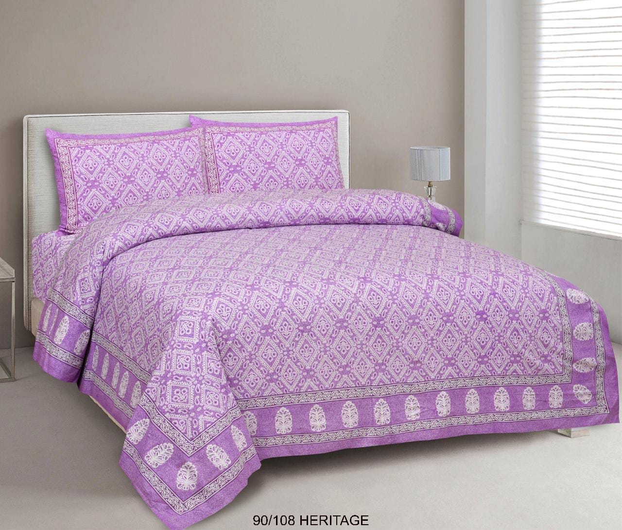Cotton Viscose Blend Autoloom Bedsheet with 2 Zipper Pillow Covers (90×106 Inches)