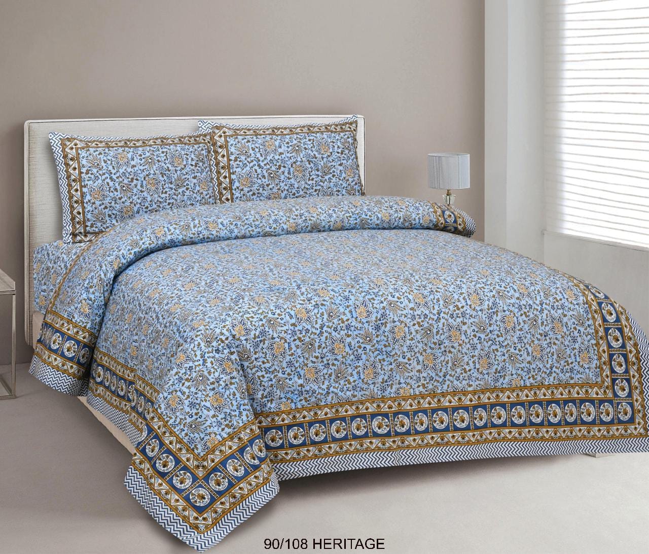 Cotton Viscose Blend Autoloom Bedsheet with 2 Zipper Pillow Covers (90×106 Inches)