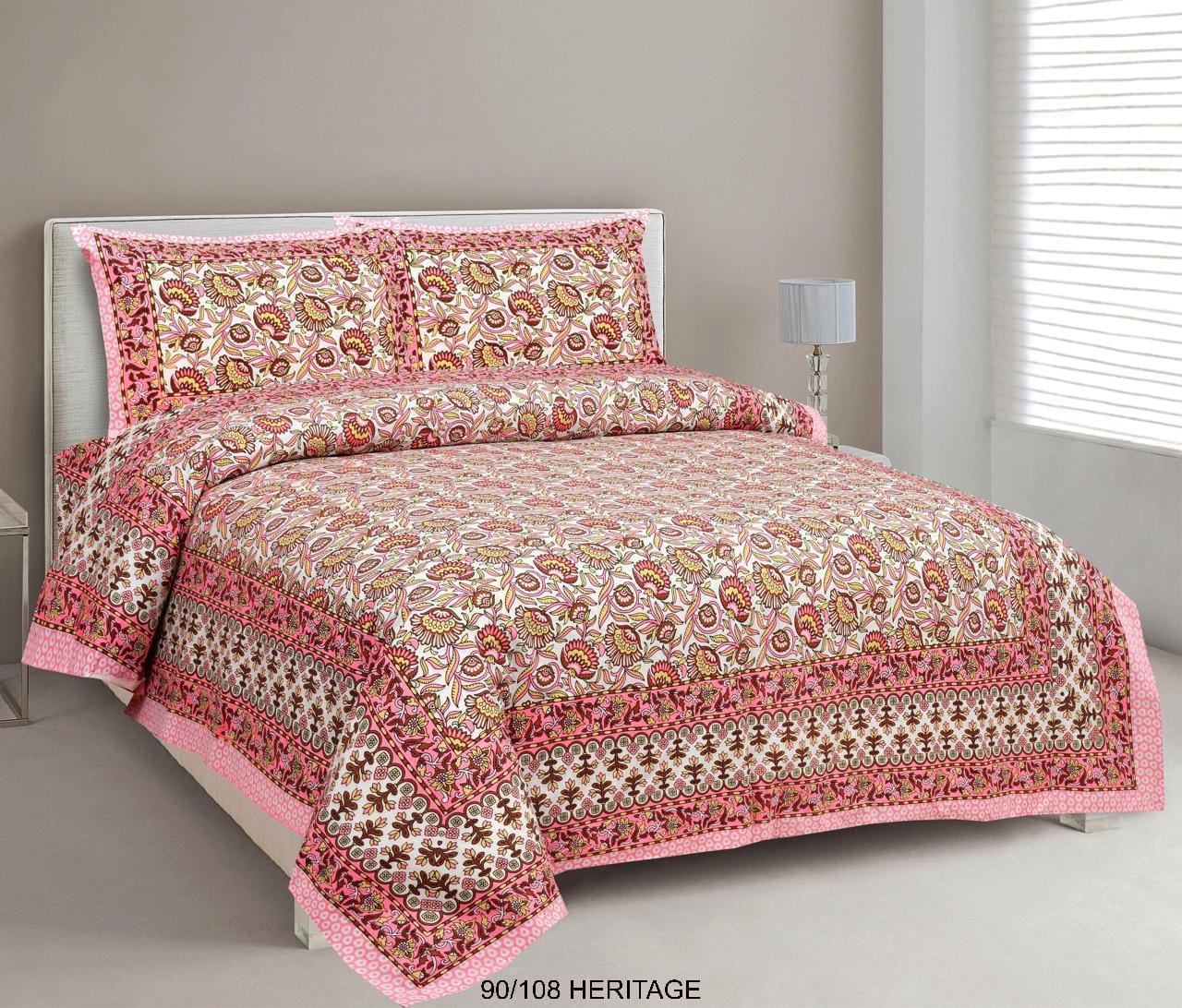 Cotton Viscose Blend Autoloom Bedsheet with 2 Zipper Pillow Covers (90×106 Inches)