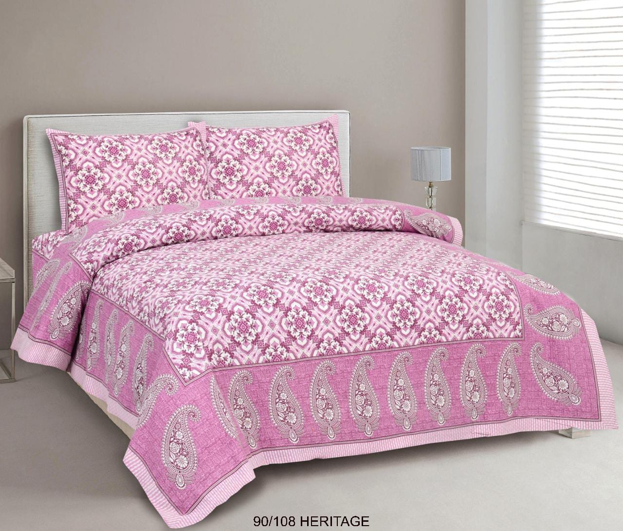 Cotton Viscose Blend Autoloom Bedsheet with 2 Zipper Pillow Covers (90×106 Inches)