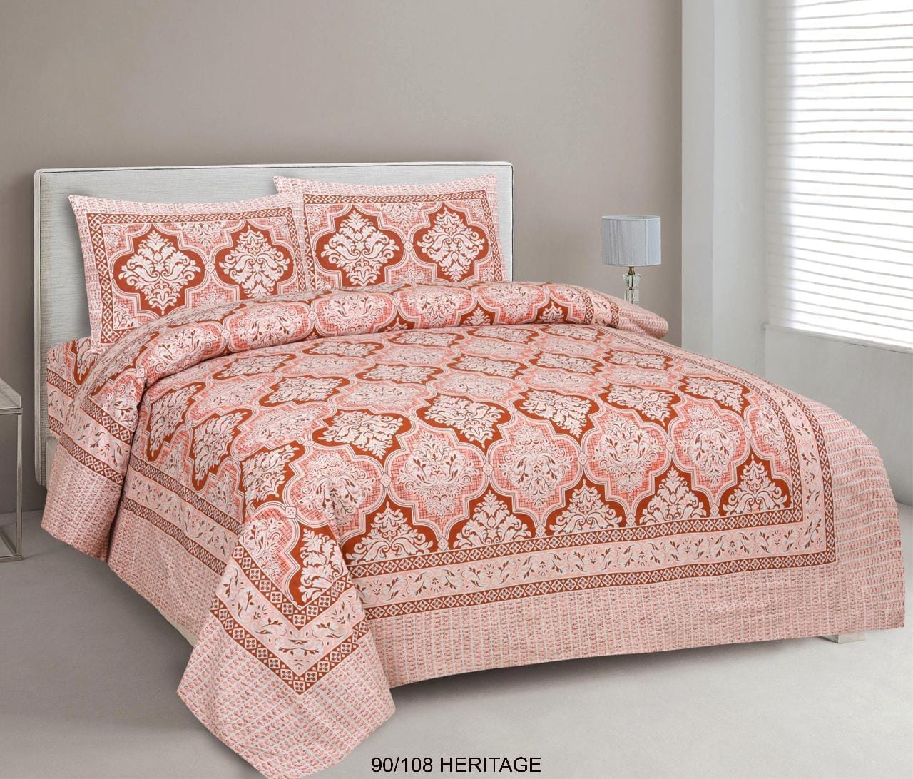 Cotton Viscose Blend Autoloom Bedsheet with 2 Zipper Pillow Covers (90×106 Inches)