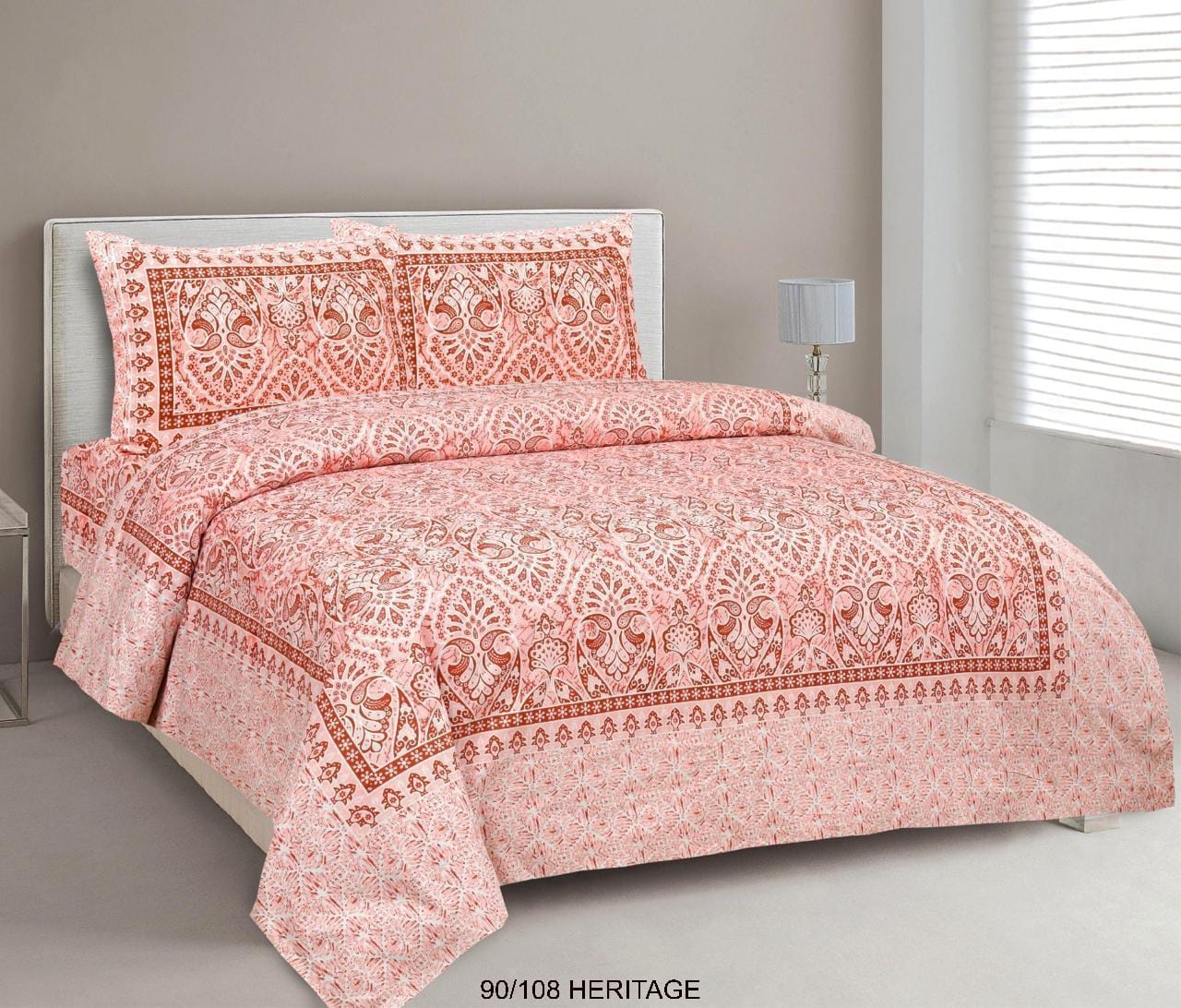 Cotton Viscose Blend Autoloom Bedsheet with 2 Zipper Pillow Covers (90×106 Inches)