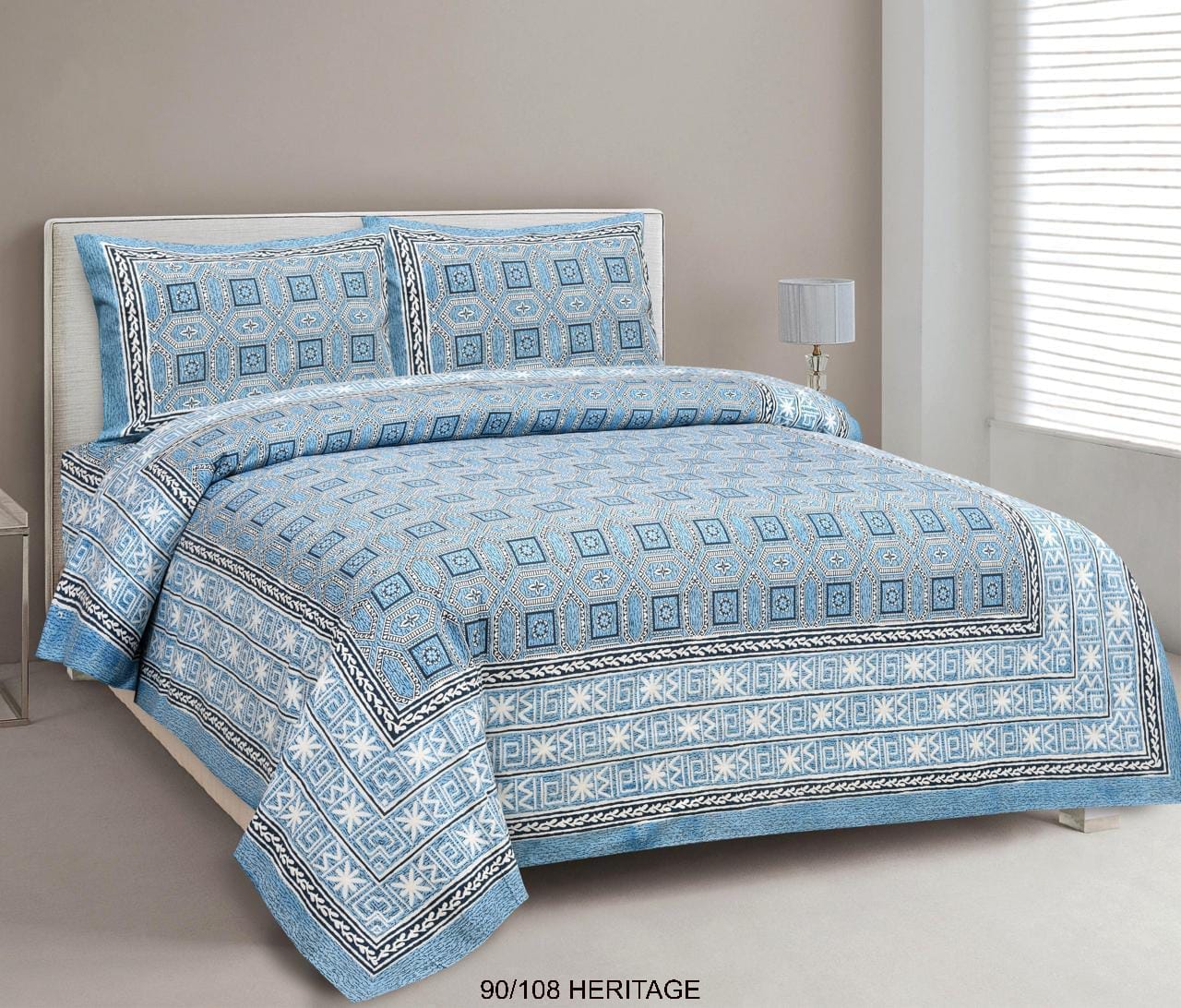 Cotton Viscose Blend Autoloom Bedsheet with 2 Zipper Pillow Covers (90×106 Inches)