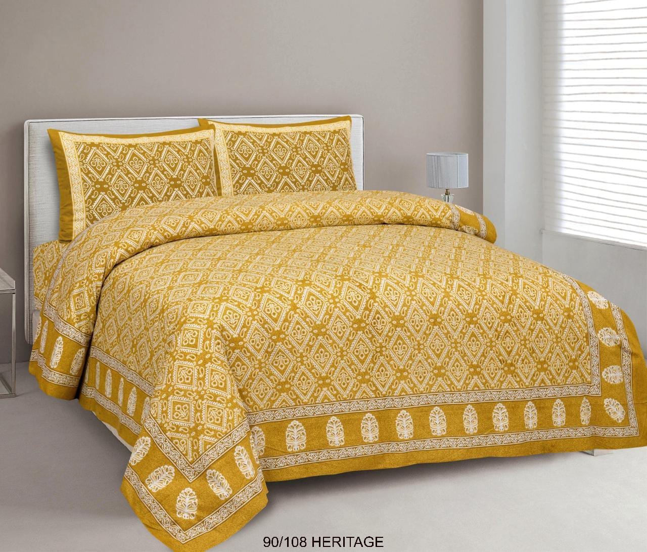 Cotton Viscose Blend Autoloom Bedsheet with 2 Zipper Pillow Covers (90×106 Inches)