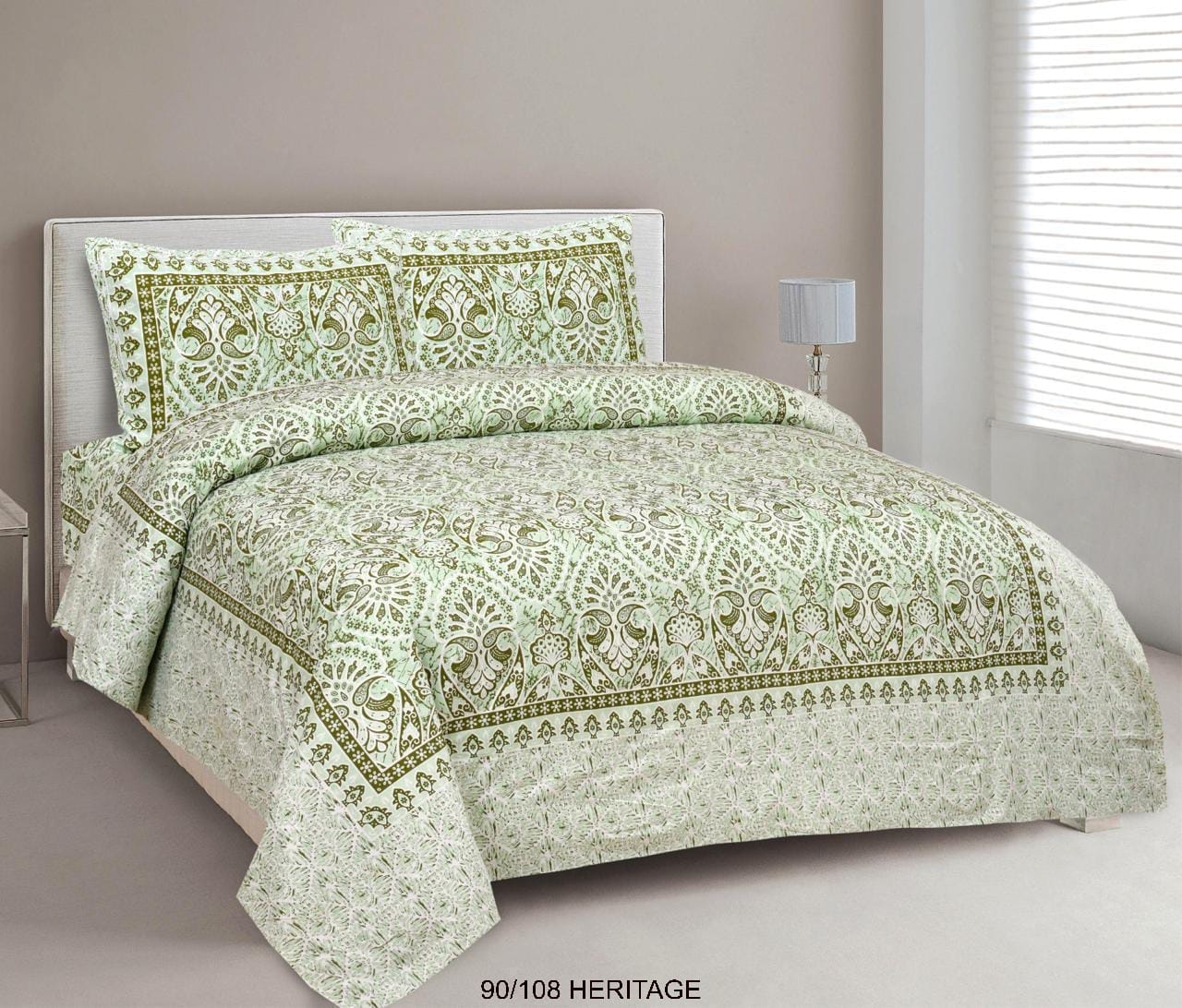 Cotton Viscose Blend Autoloom Bedsheet with 2 Zipper Pillow Covers (90×106 Inches)