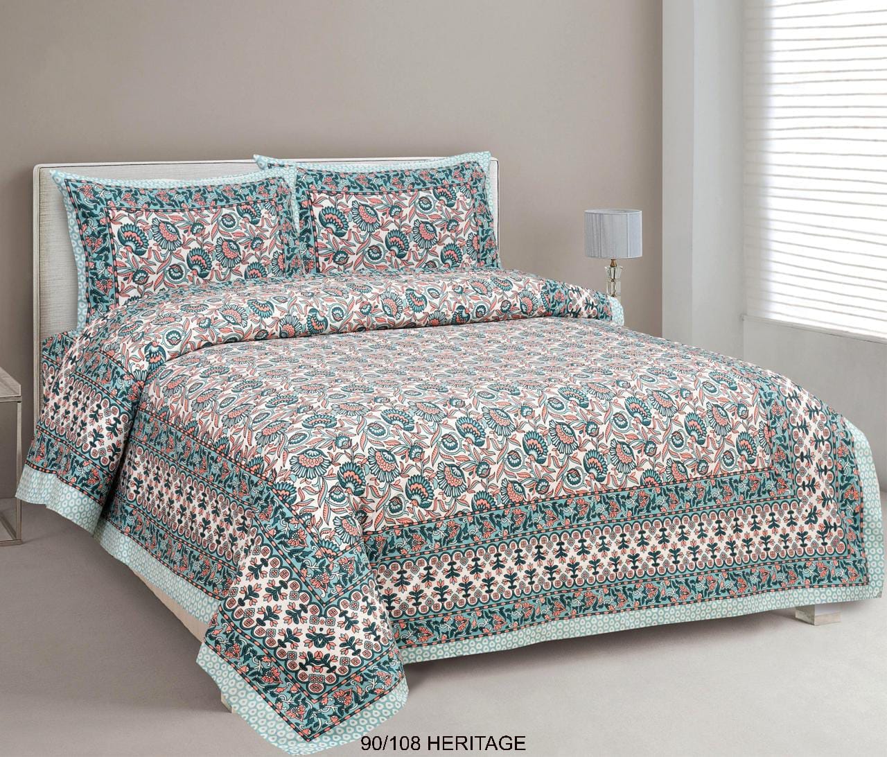 Cotton Viscose Blend Autoloom Bedsheet with 2 Zipper Pillow Covers (90×106 Inches)
