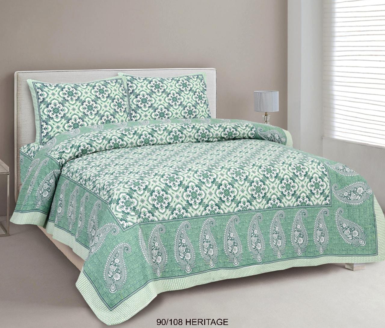 Cotton Viscose Blend Autoloom Bedsheet with 2 Zipper Pillow Covers (90×106 Inches)
