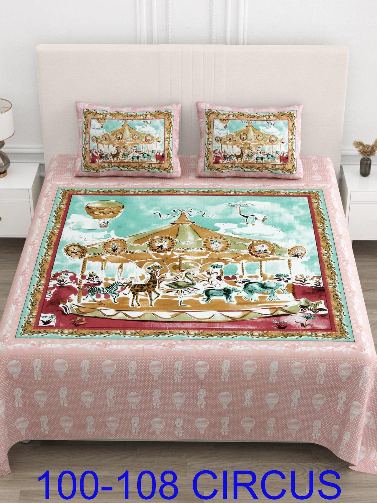 Cotton Viscose Blend Autoloom Bedsheet with Pillow Covers (100x108 Inches)