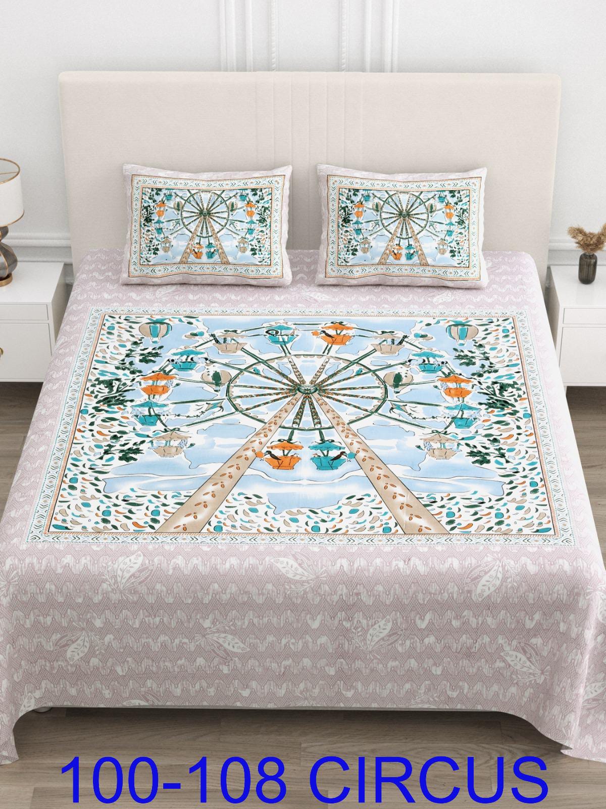 Cotton Viscose Blend Autoloom Bedsheet with Pillow Covers (100x108 Inches)