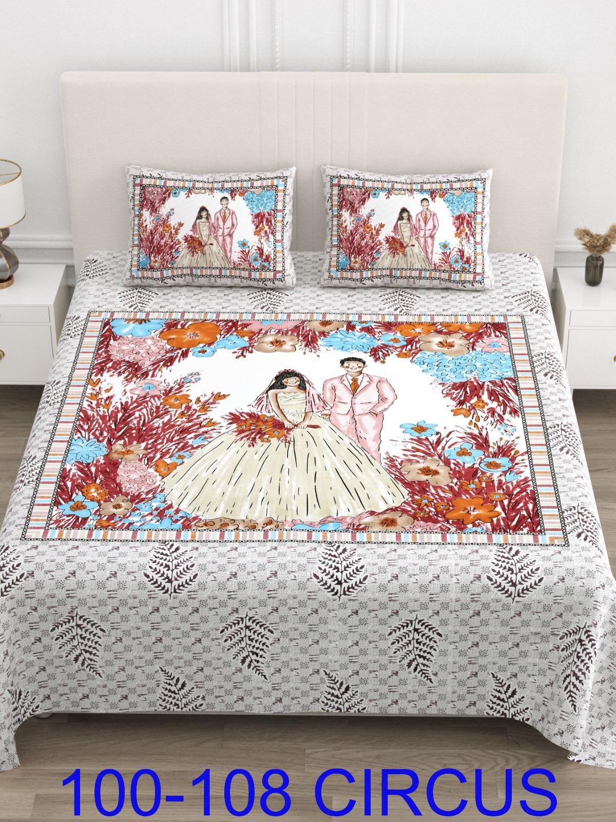 Cotton Viscose Blend Autoloom Bedsheet with Pillow Covers (100x108 Inches)