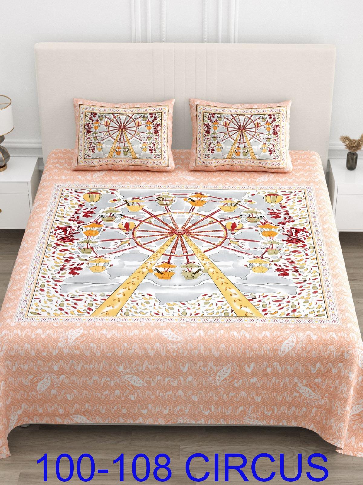 Cotton Viscose Blend Autoloom Bedsheet with Pillow Covers (100x108 Inches)