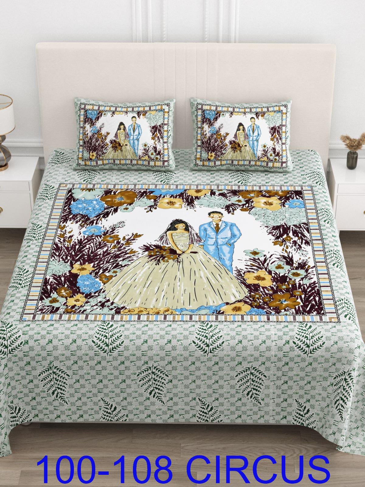 Cotton Viscose Blend Autoloom Bedsheet with Pillow Covers (100x108 Inches)