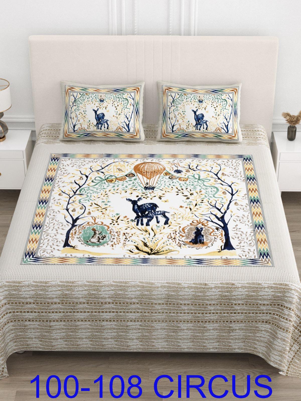 Cotton Viscose Blend Autoloom Bedsheet with Pillow Covers (100x108 Inches)