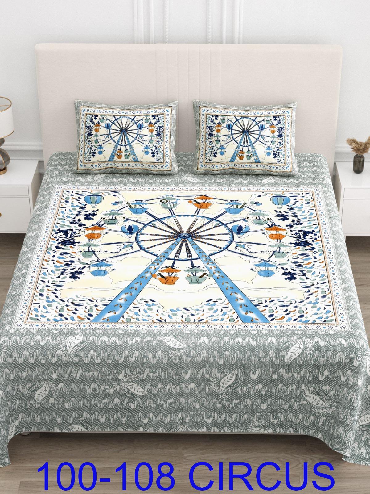 Cotton Viscose Blend Autoloom Bedsheet with Pillow Covers (100x108 Inches)