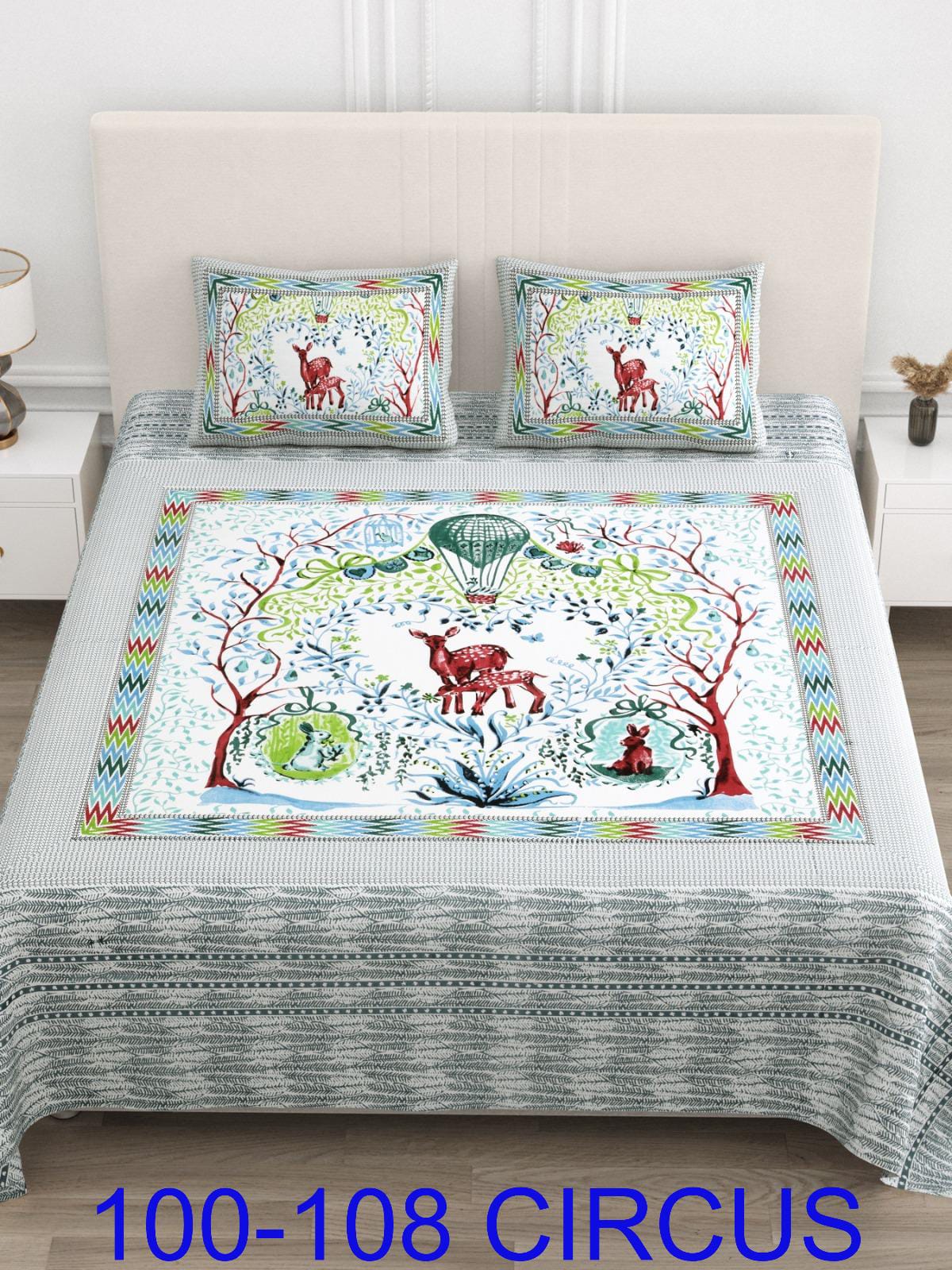 Cotton Viscose Blend Autoloom Bedsheet with Pillow Covers (100x108 Inches)