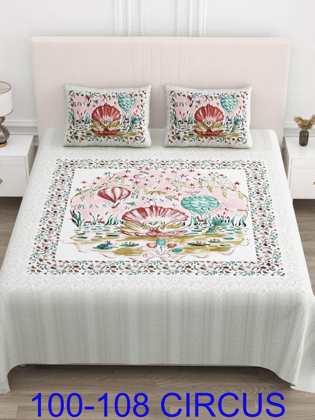 Cotton Viscose Blend Autoloom Bedsheet with Pillow Covers (100x108 Inches)