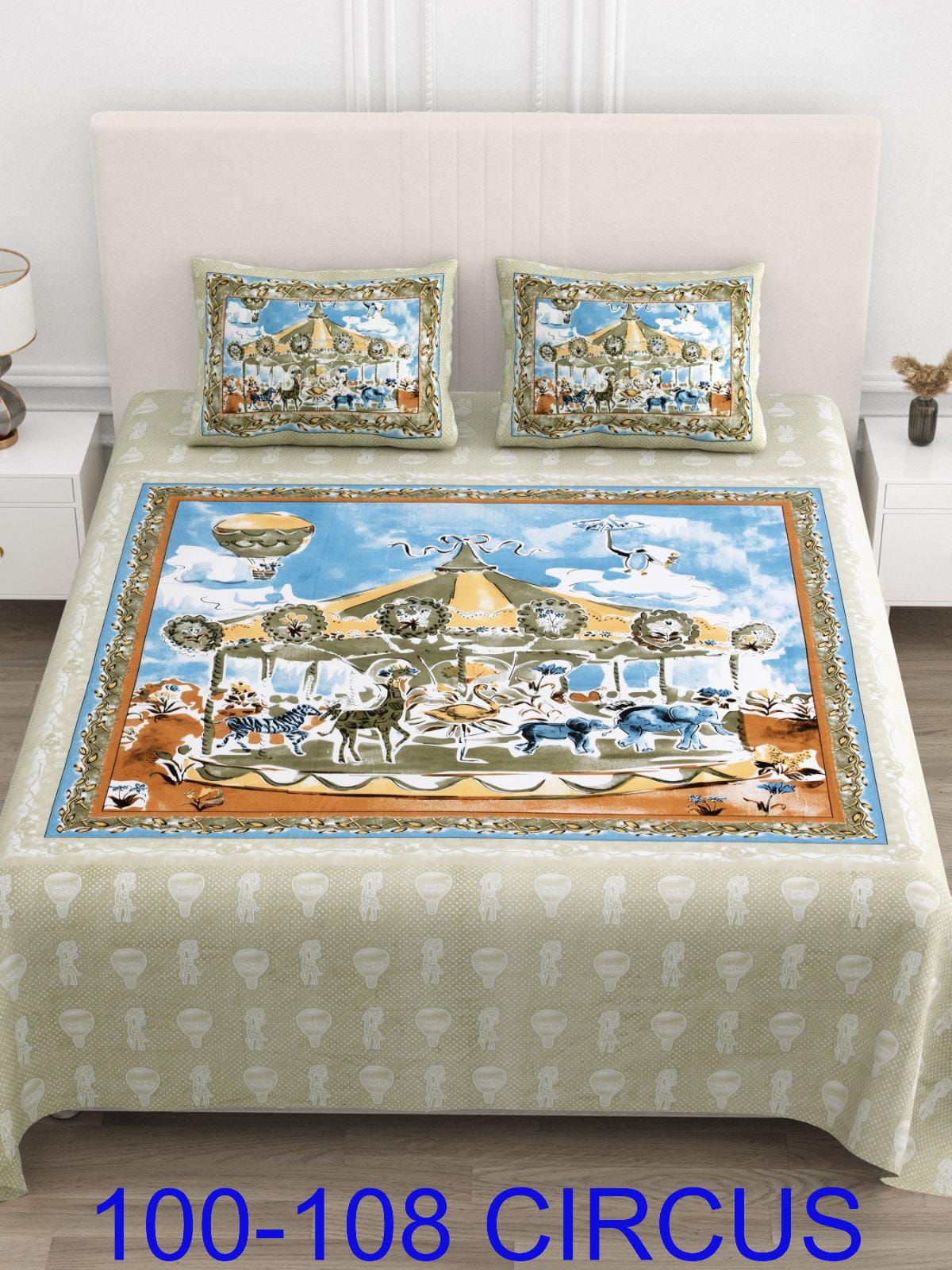 Cotton Viscose Blend Autoloom Bedsheet with Pillow Covers (100x108 Inches)