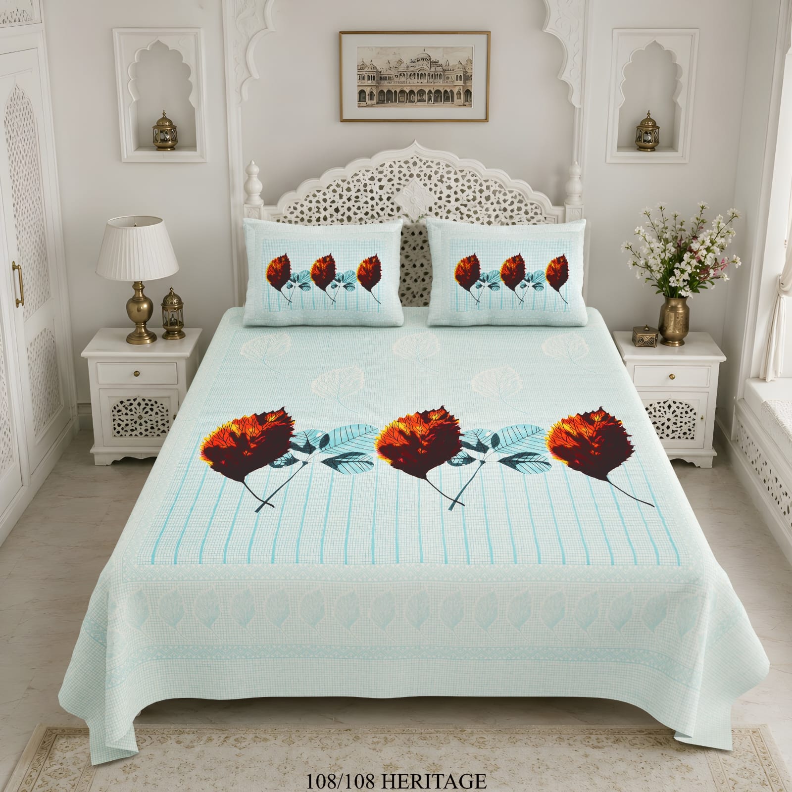 Cotton Viscose Blend King Size Bedsheet (108×108 Inches) with 2 Pillow Covers
