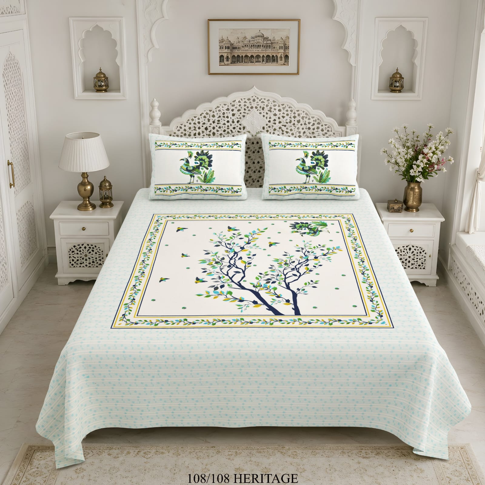 Cotton Viscose Blend King Size Bedsheet (108×108 Inches) with 2 Pillow Covers