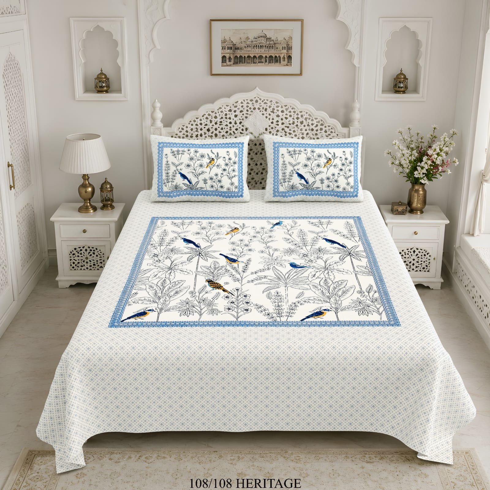 Cotton Viscose Blend King Size Bedsheet (108×108 Inches) with 2 Pillow Covers