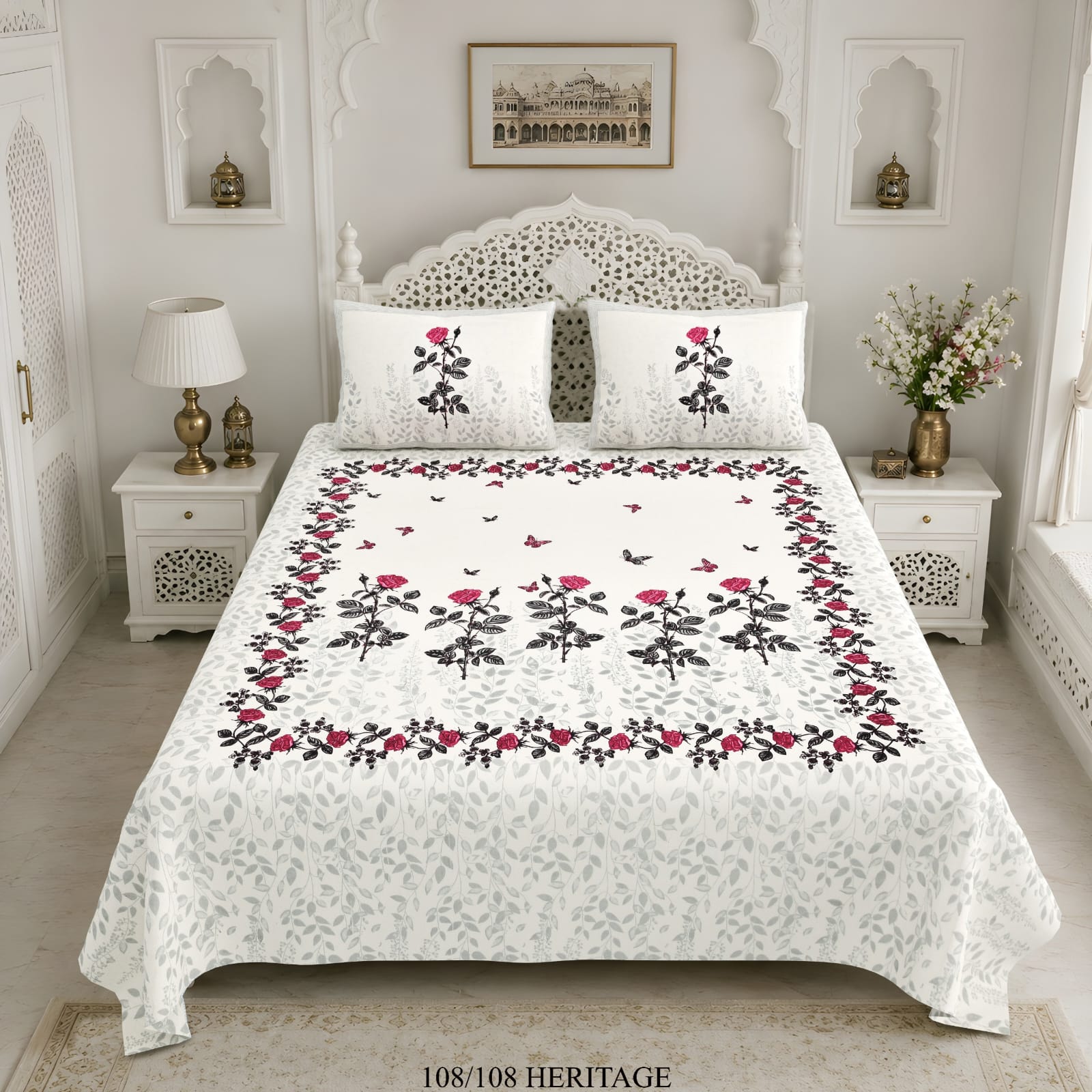 Cotton Viscose Blend King Size Bedsheet (108×108 Inches) with 2 Pillow Covers
