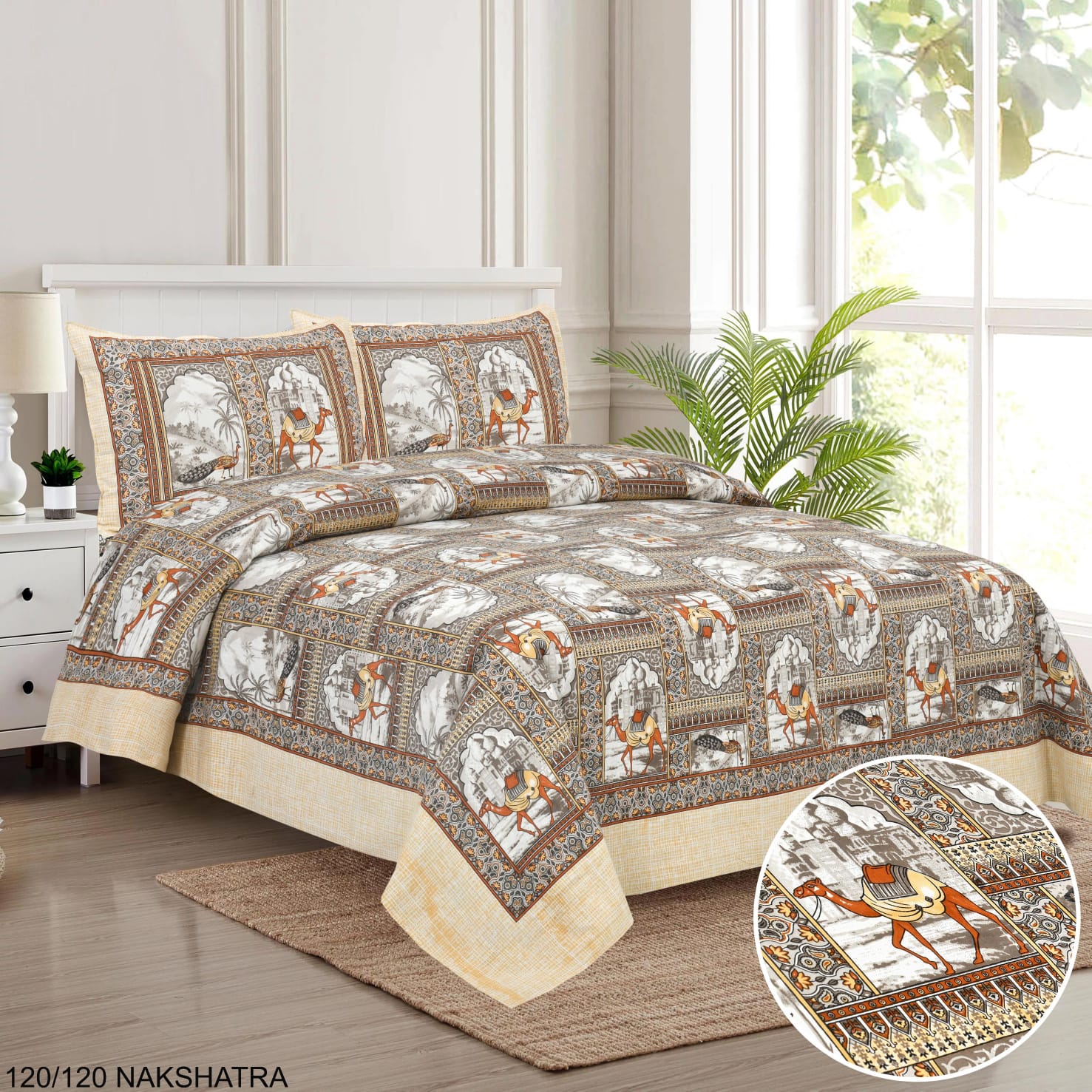 Cotton Viscose King Size Bedsheet with Pillow Covers (120×120 Inches)