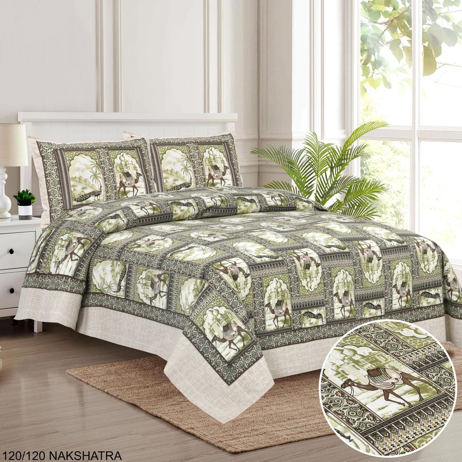 Cotton Viscose King Size Bedsheet with Pillow Covers (120×120 Inches)
