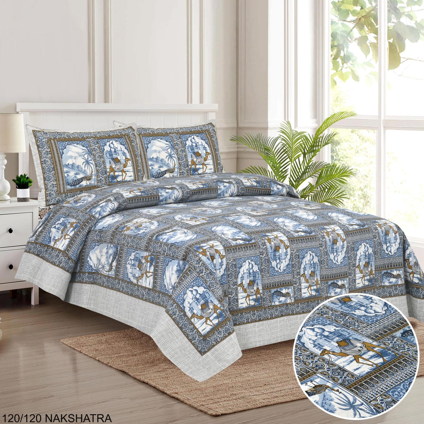 Cotton Viscose King Size Bedsheet with Pillow Covers (120×120 Inches)