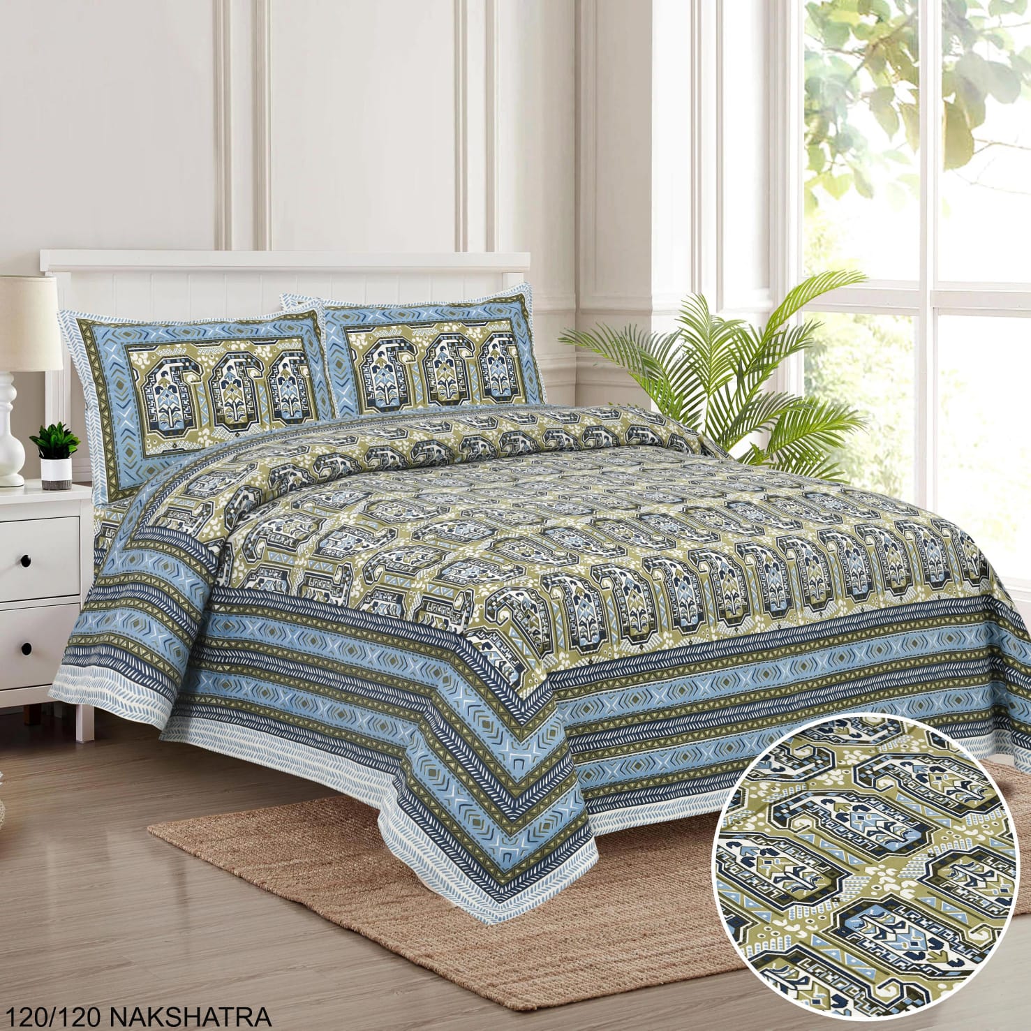 Cotton Viscose King Size Bedsheet with Pillow Covers (120×120 Inches)