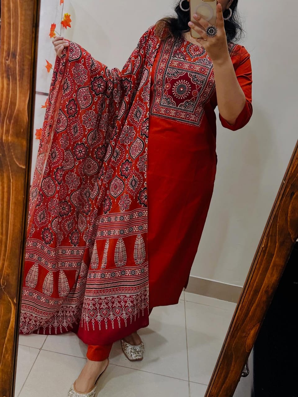 Cotton Work Kurti with Pant & Malmal Dupatta | Fully Stitched Set