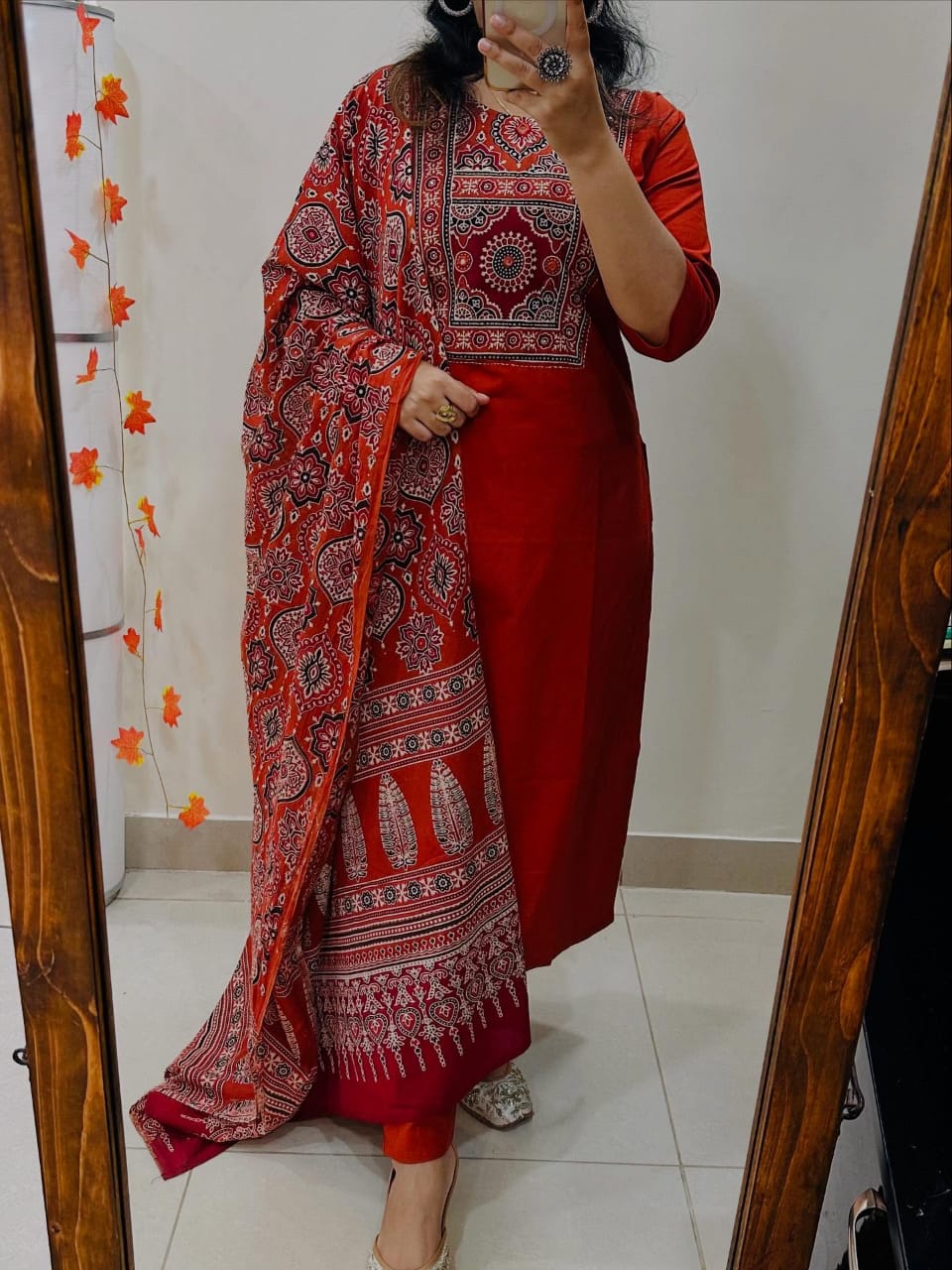 Cotton Work Kurti with Pant & Malmal Dupatta | Fully Stitched Set